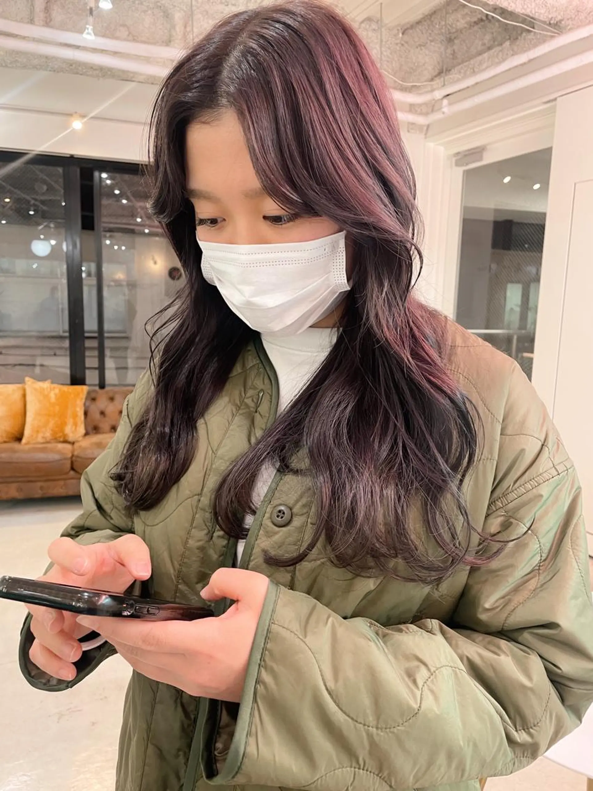 ミディアム カラー パーマ 💖美髪矯正💖 辻未侑のヘアスタイル