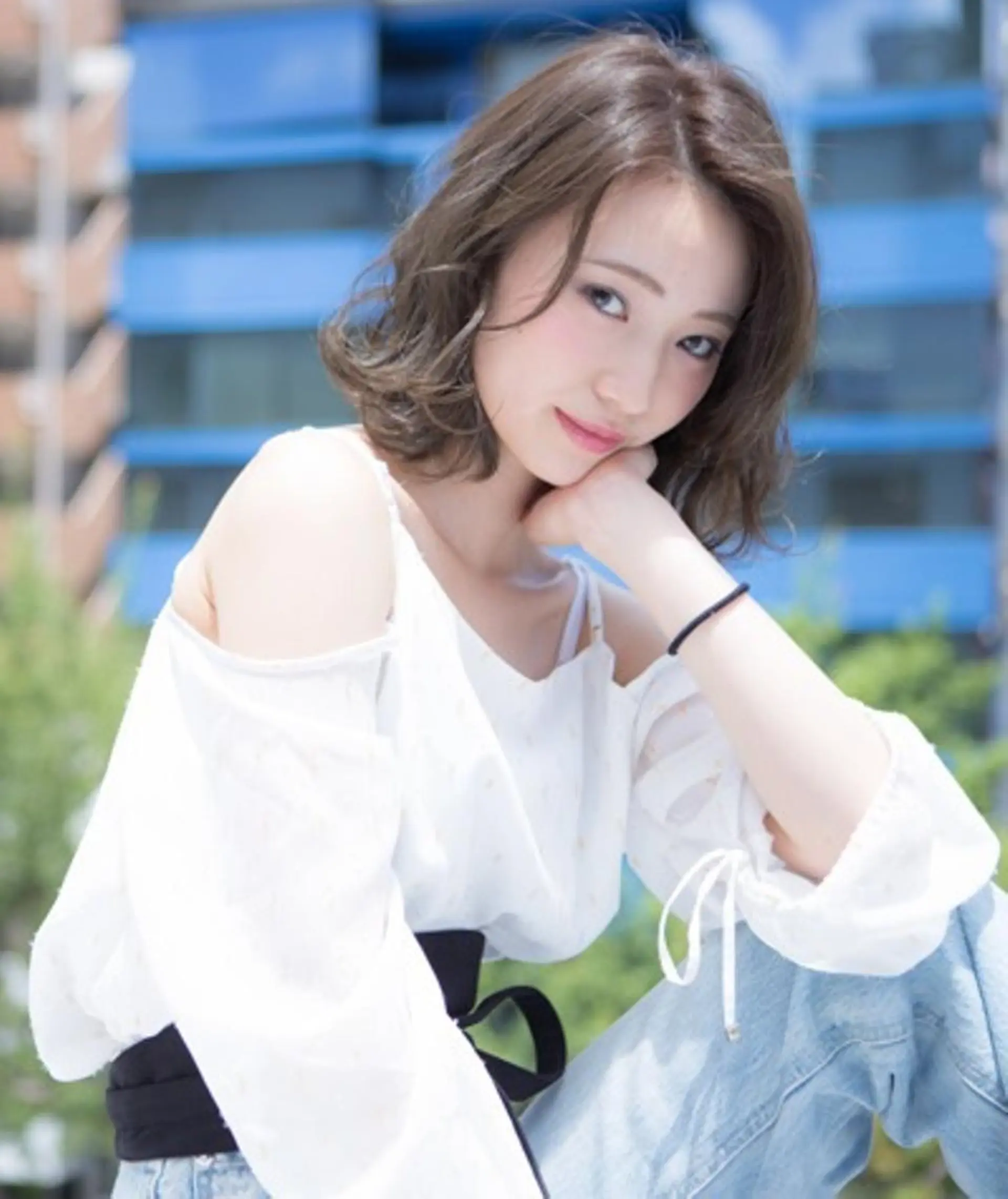 ミディアム カラー パーマ グレージュ beauty: beast 中目黒店のヘアスタイル