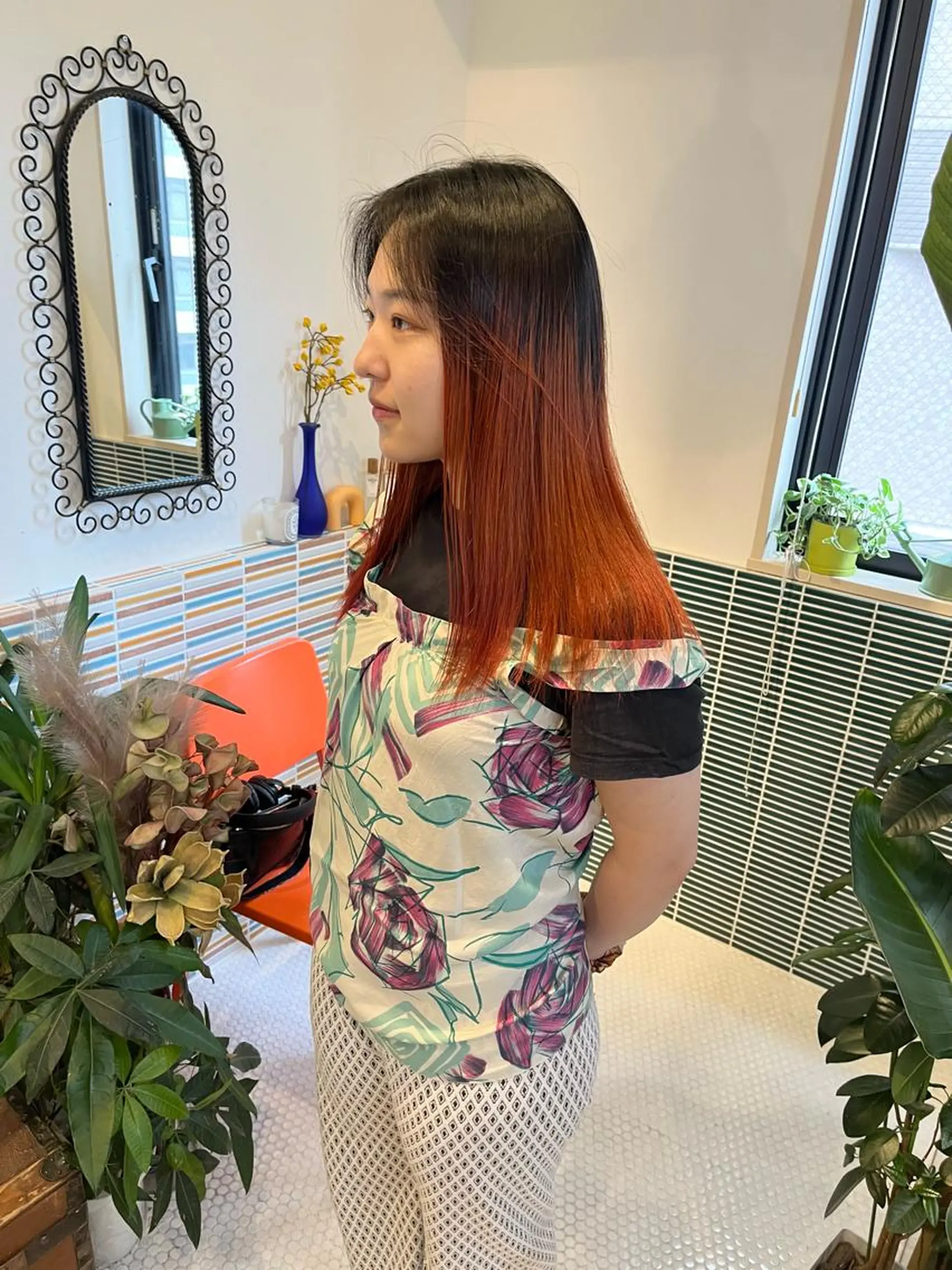 ミディアム カラー ブリーチ オレンジ ヘアカラー トリートメント 🩷ハイトーン透明感 レイヤー🩷ユリカのヘアスタイル