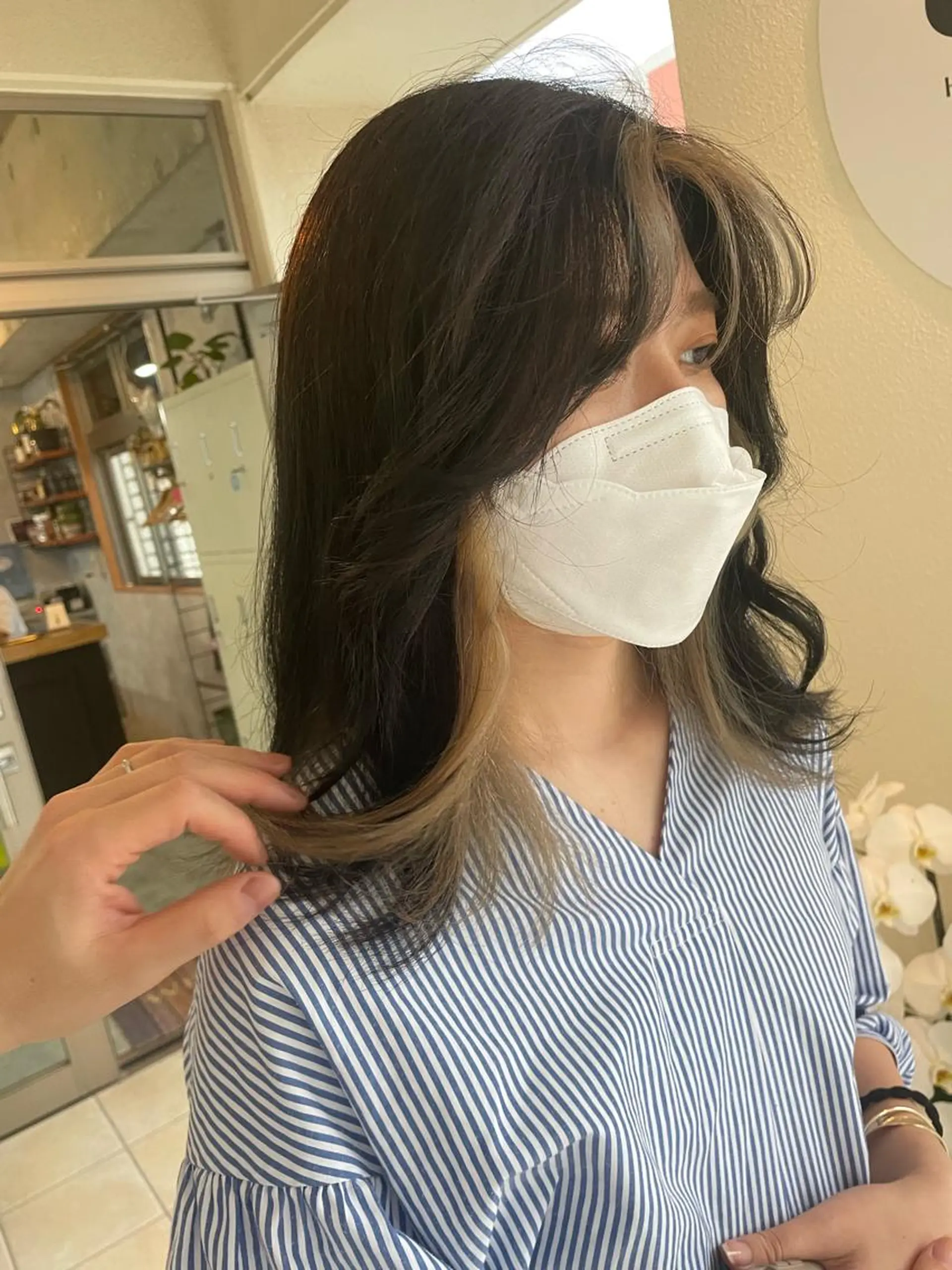 ミディアム ミストバング andKおもろまち店 艶ダブルカラー✨のヘアスタイル