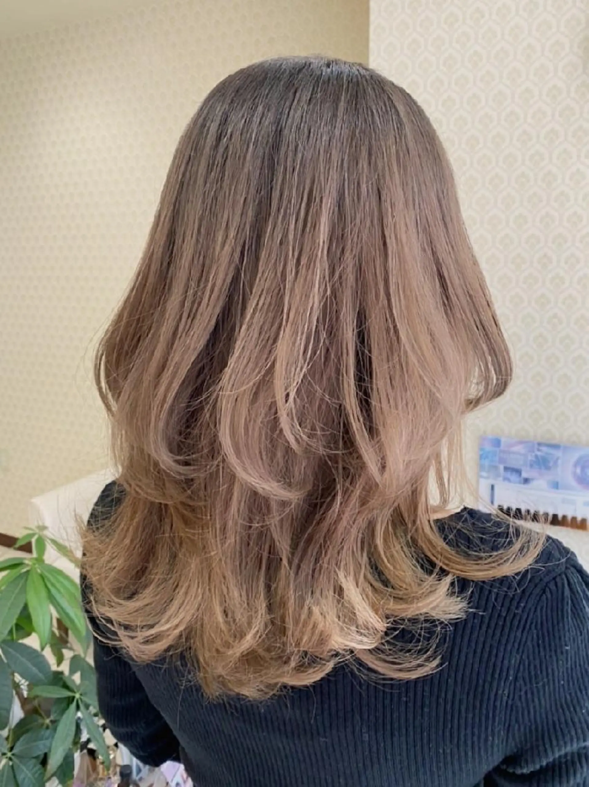 ミディアム アッシュ 外ハネヘア ウルフカット カット ヘアカラー トリートメント sato shoheiのヘアスタイル