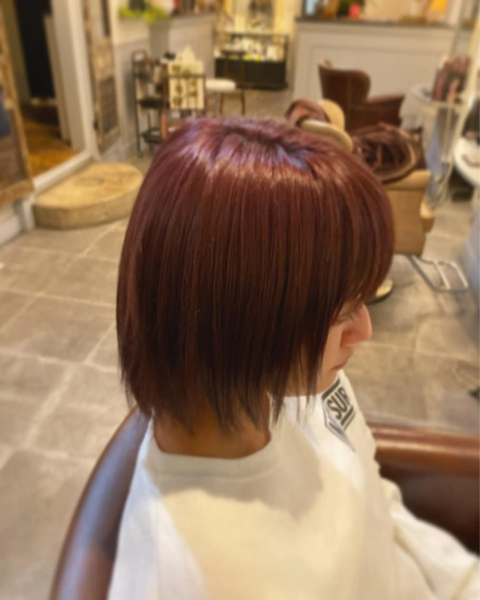 ショート カラー オレンジ ピンクカラー 福嶋 愛のヘアスタイル