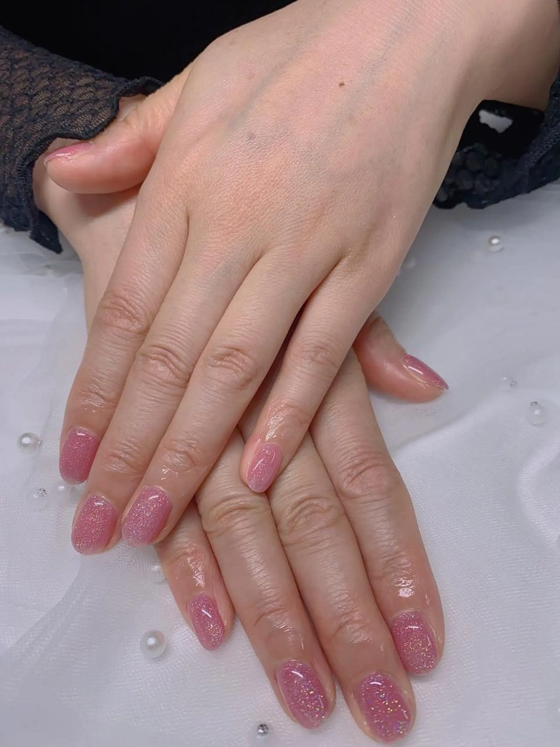 ネイル ラメ(グリッター) ピンク ハンドネイル Jasmine nailsalon所属・ジャスミン ネイルサロンのネイルデザイン