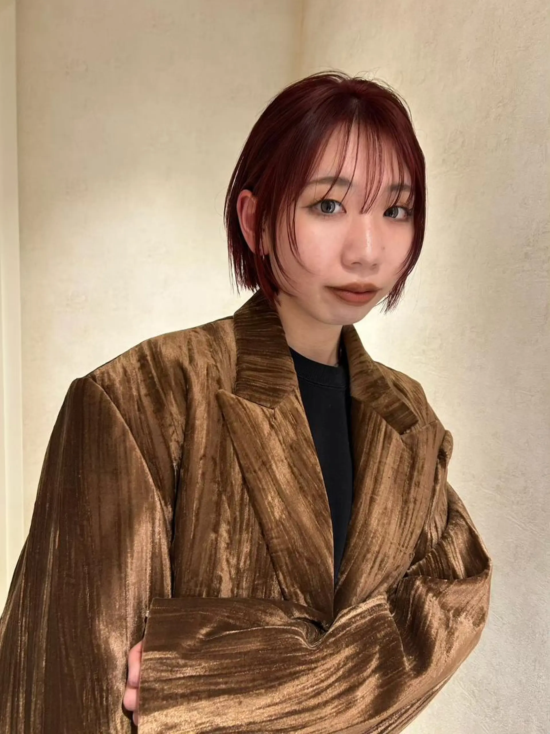 カラー ブリーチ ブリーチなしカラー レッドカラー ボブ カラー/レイヤー/ 髪質改善/PAAQのヘアスタイル