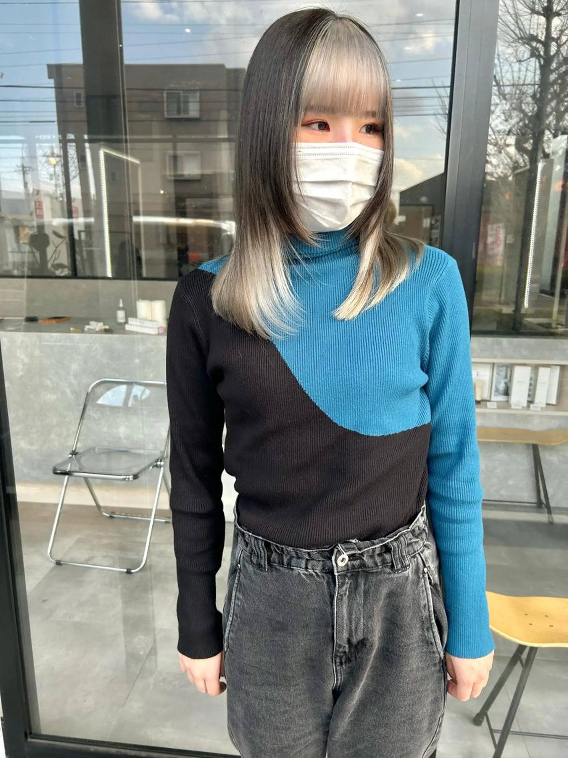 ミディアム カラー カット ヘアカラー トリートメント 一ノ瀬 暁のヘアスタイル