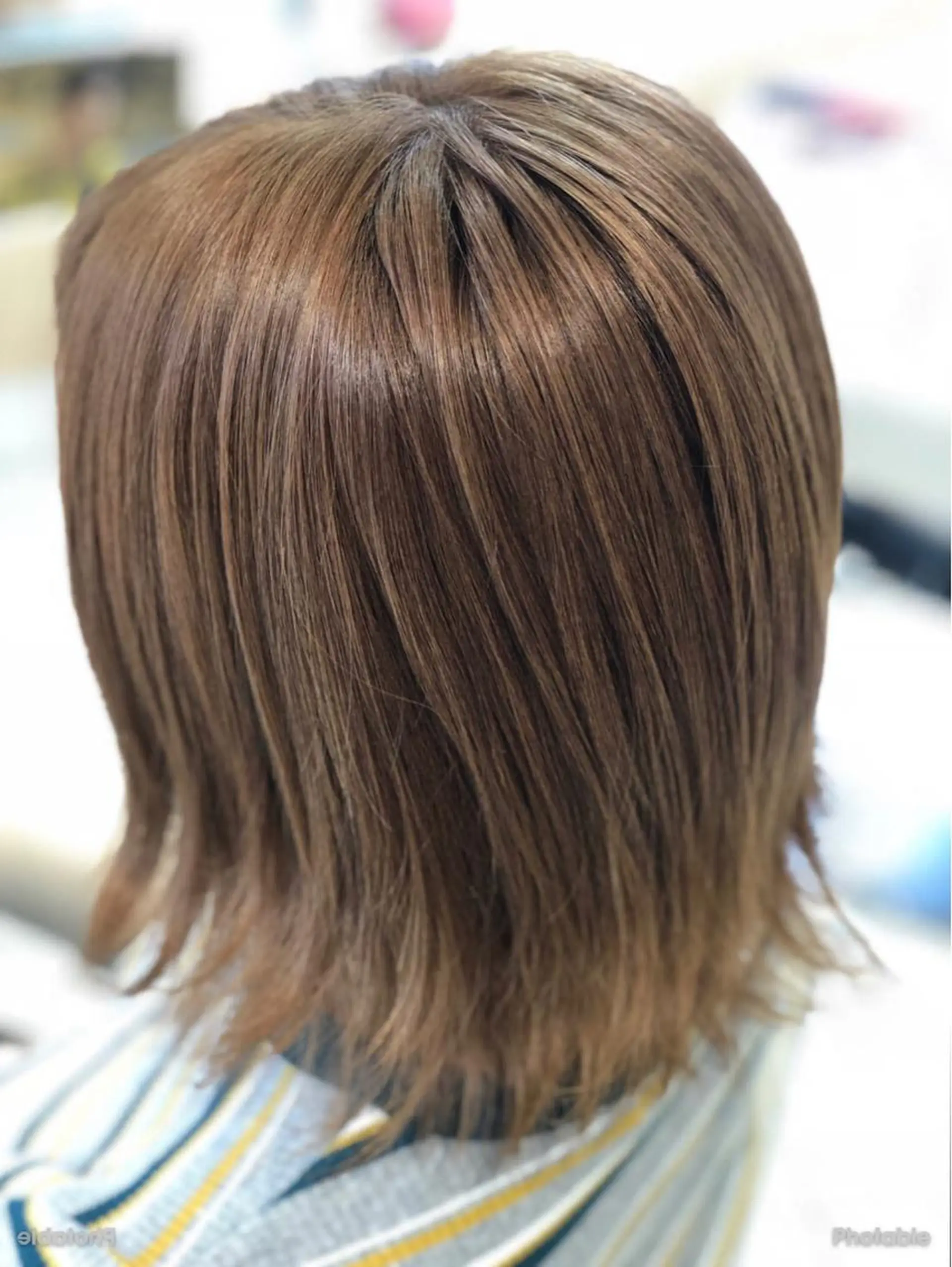 ミディアム ハイライト 縮毛矯正/髪質改善 継続する美髪のヘアスタイル