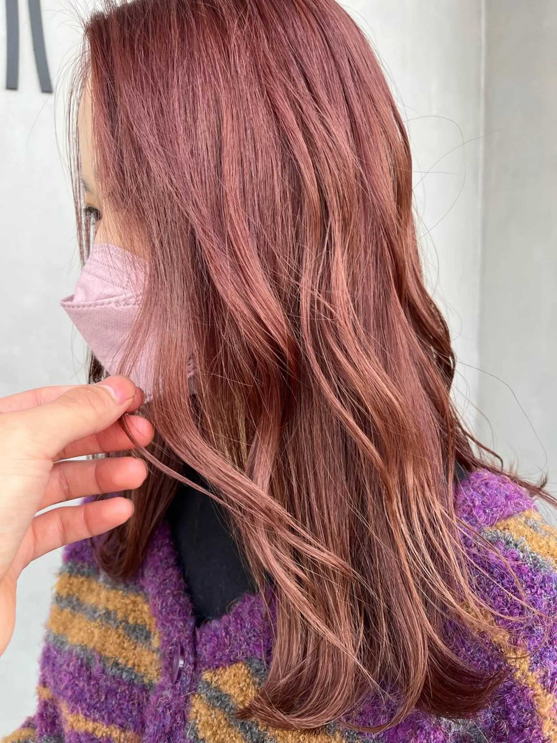 セミロング カラー ブリーチ ピンクカラー 名古屋／デザイン／ ブリーチ/松井亮磨のヘアスタイル