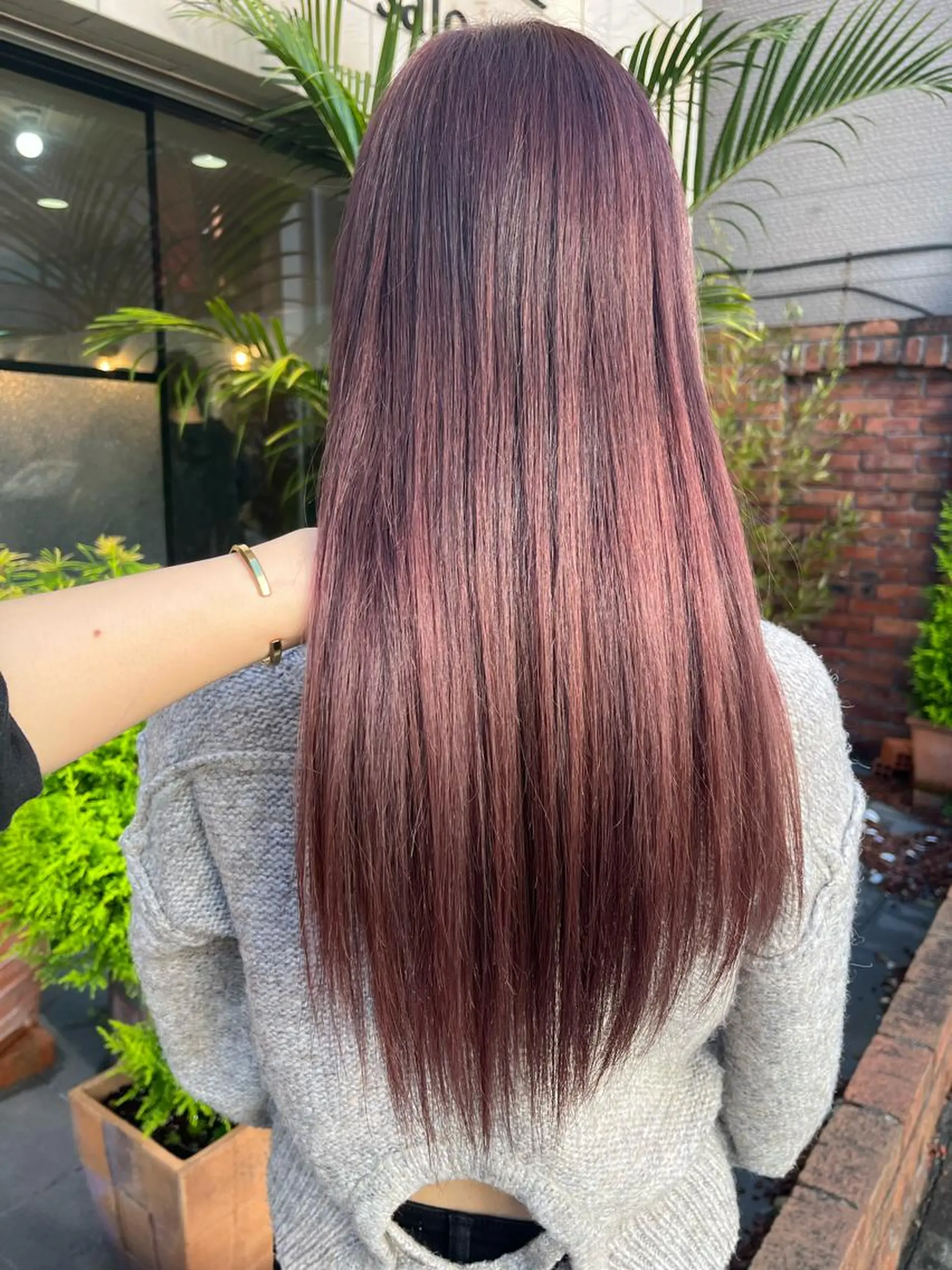 ロング カラー ブラウンカラー ピンクカラー ピンクブラウン ヘアカラー トリートメント SHIAN 八王子👼鬼塚さやかのヘアスタイル