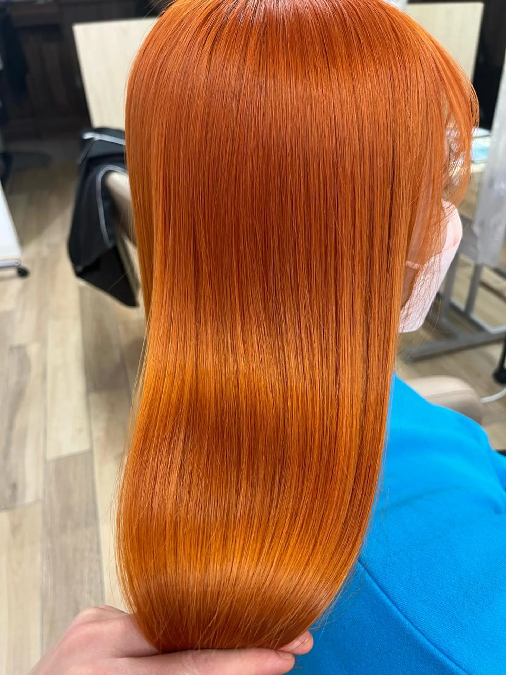 ロング カラー オレンジ ヘアカラー トリートメント 斉藤 翔平のヘアスタイル