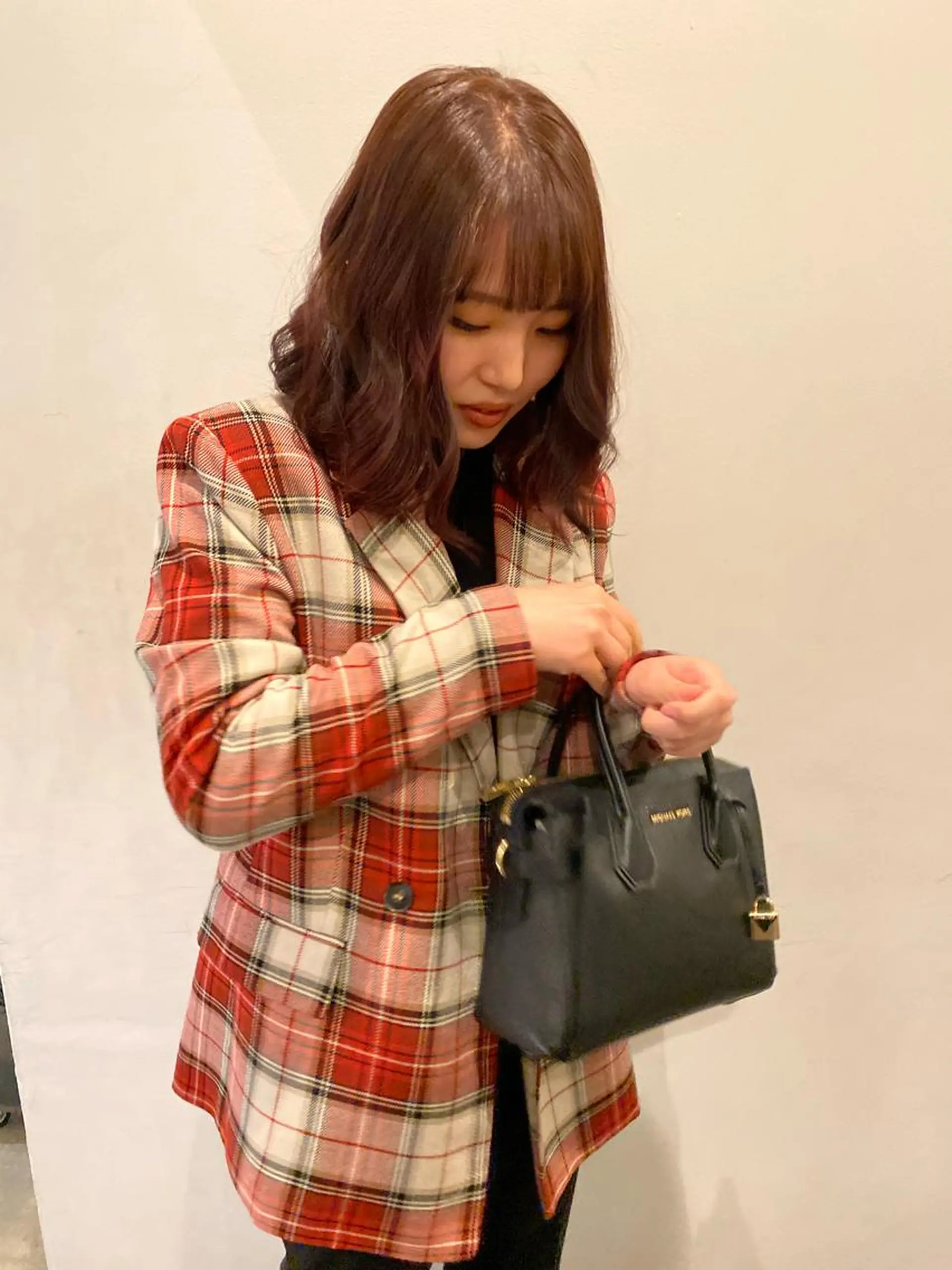 セミロング カラー パーマ ヘアアレンジ メンズ キッズ レッドカラー 無料カットモデル 丸川英心のヘアスタイル