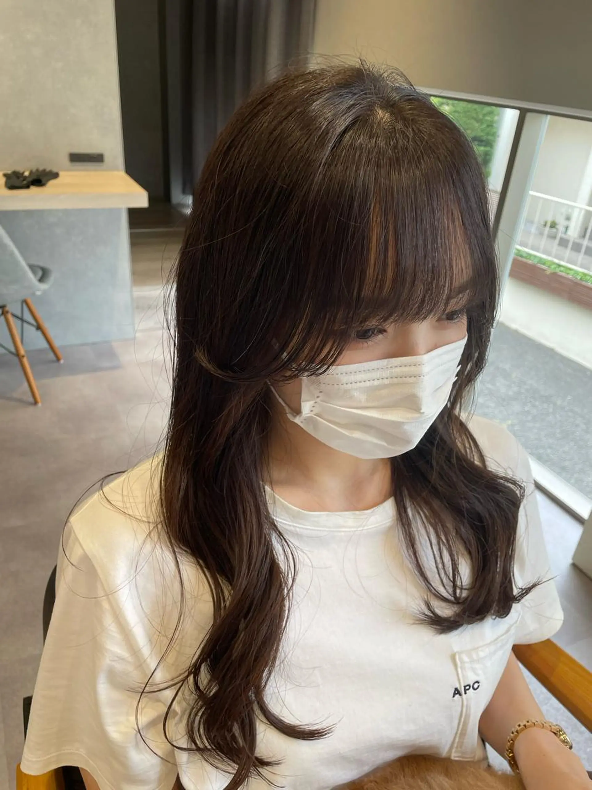 セミロング カラー 韓国風/オシャレ /縮毛矯正/滝口琴未のヘアスタイル