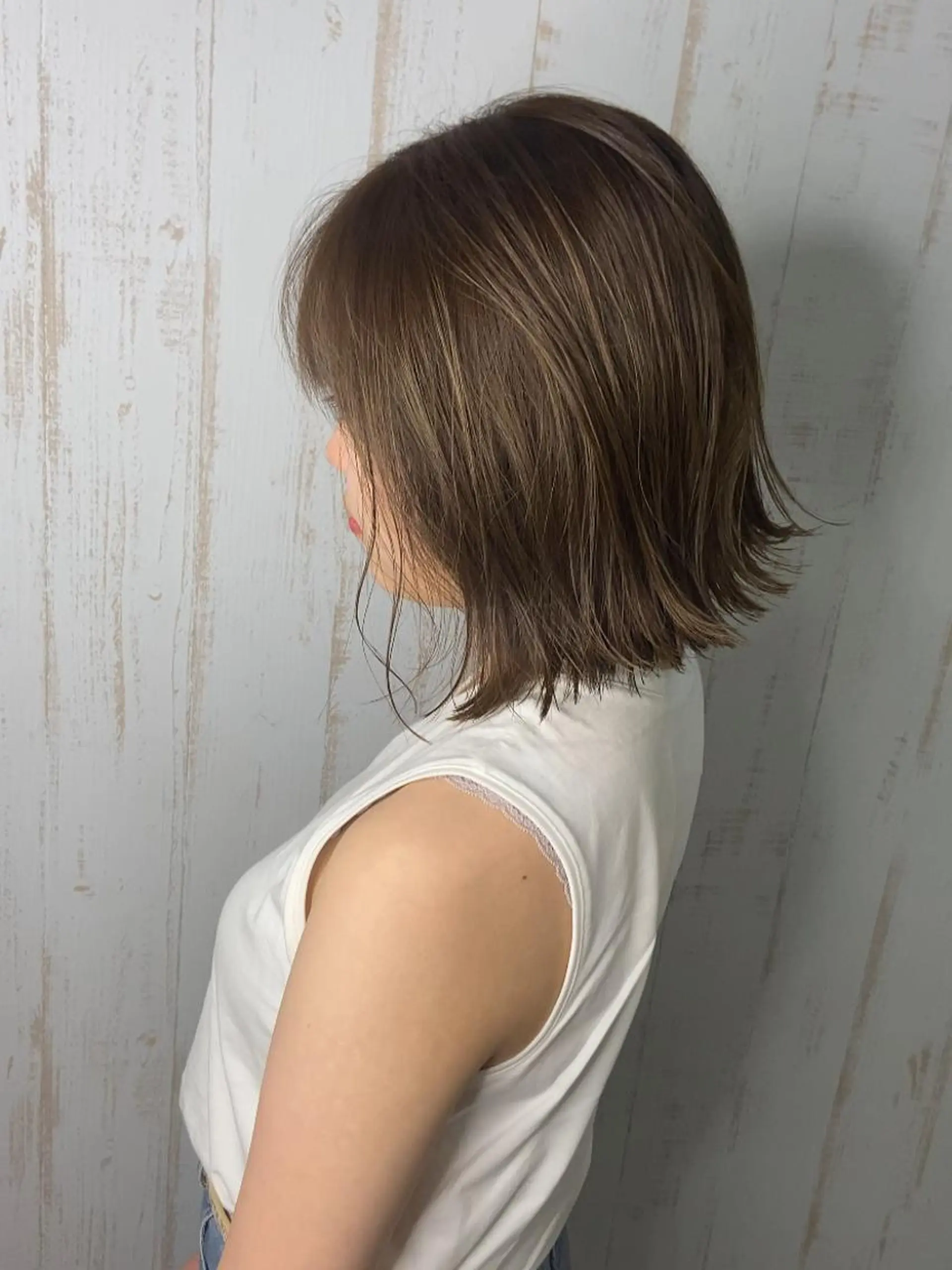 ミディアム カラー グレージュ ハイライトカラー ハイライト 髪質改善/縮毛矯正/ 似合わせ/山口大輝のヘアスタイル