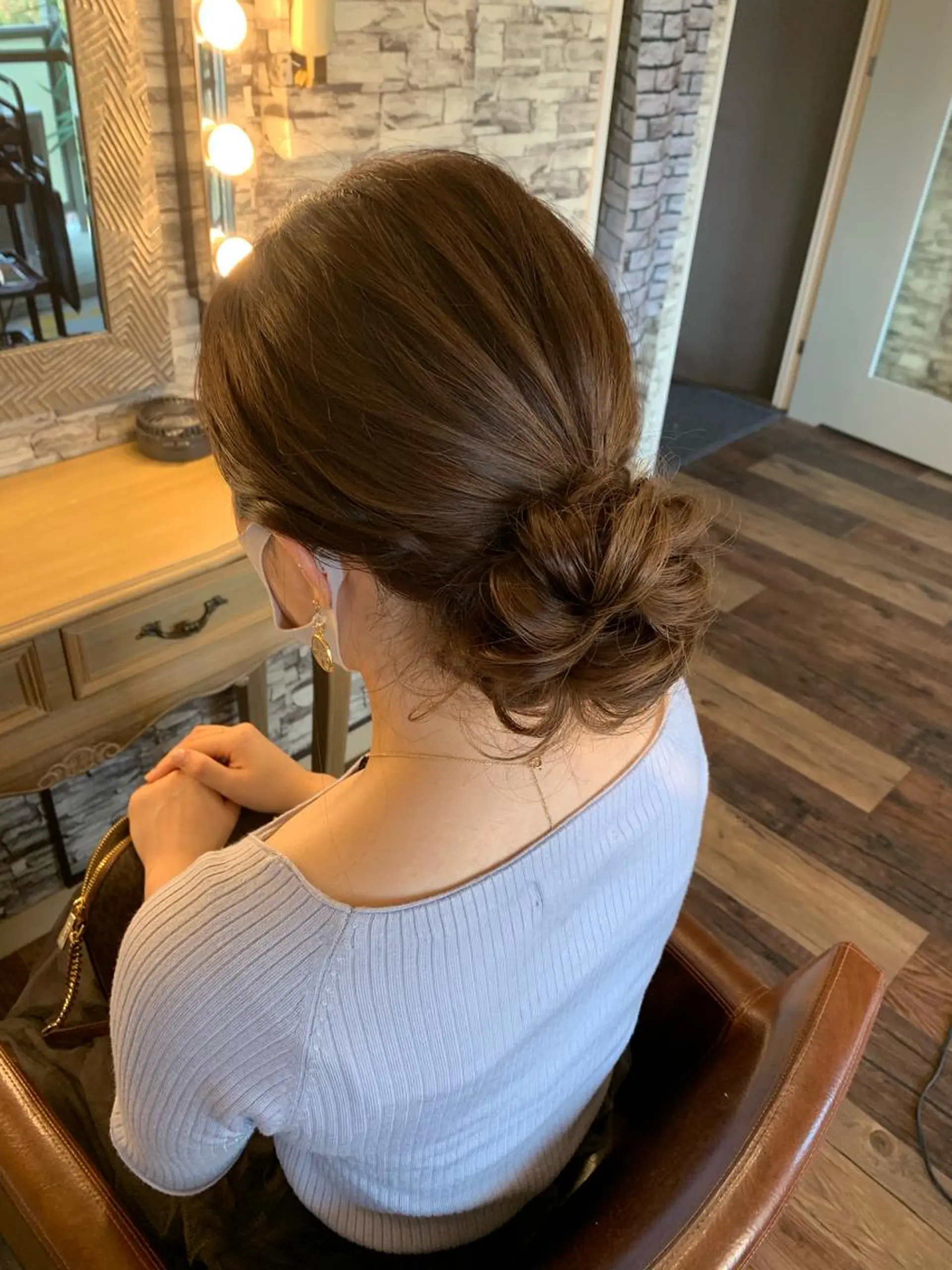 セミロング ヘアアレンジ お団子ヘア hair make  Lucciのヘアスタイル