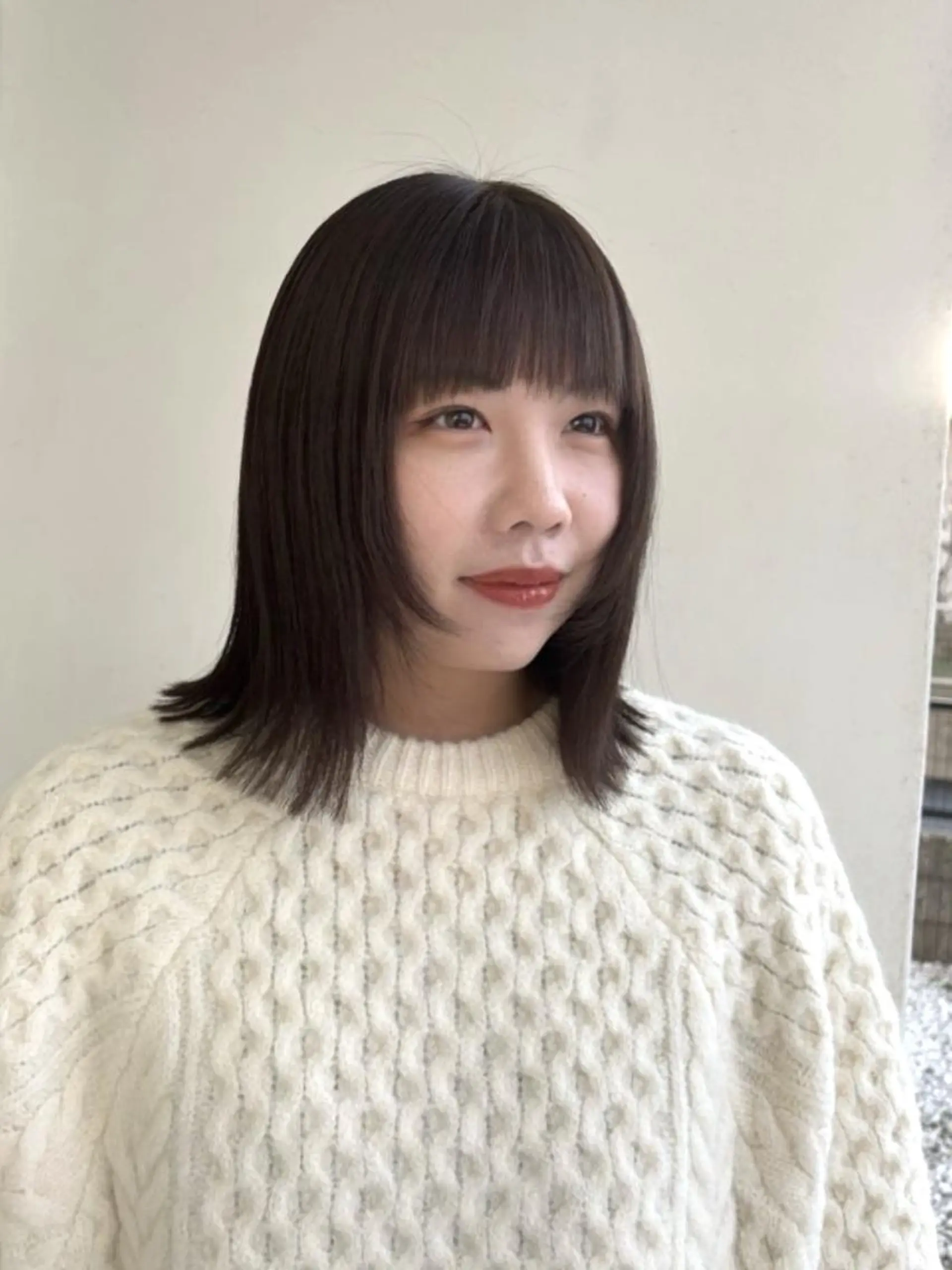 ミディアム 韓国風ヘア ヘアカラー トリートメント レイヤー×髪質改善 hinanoのヘアスタイル
