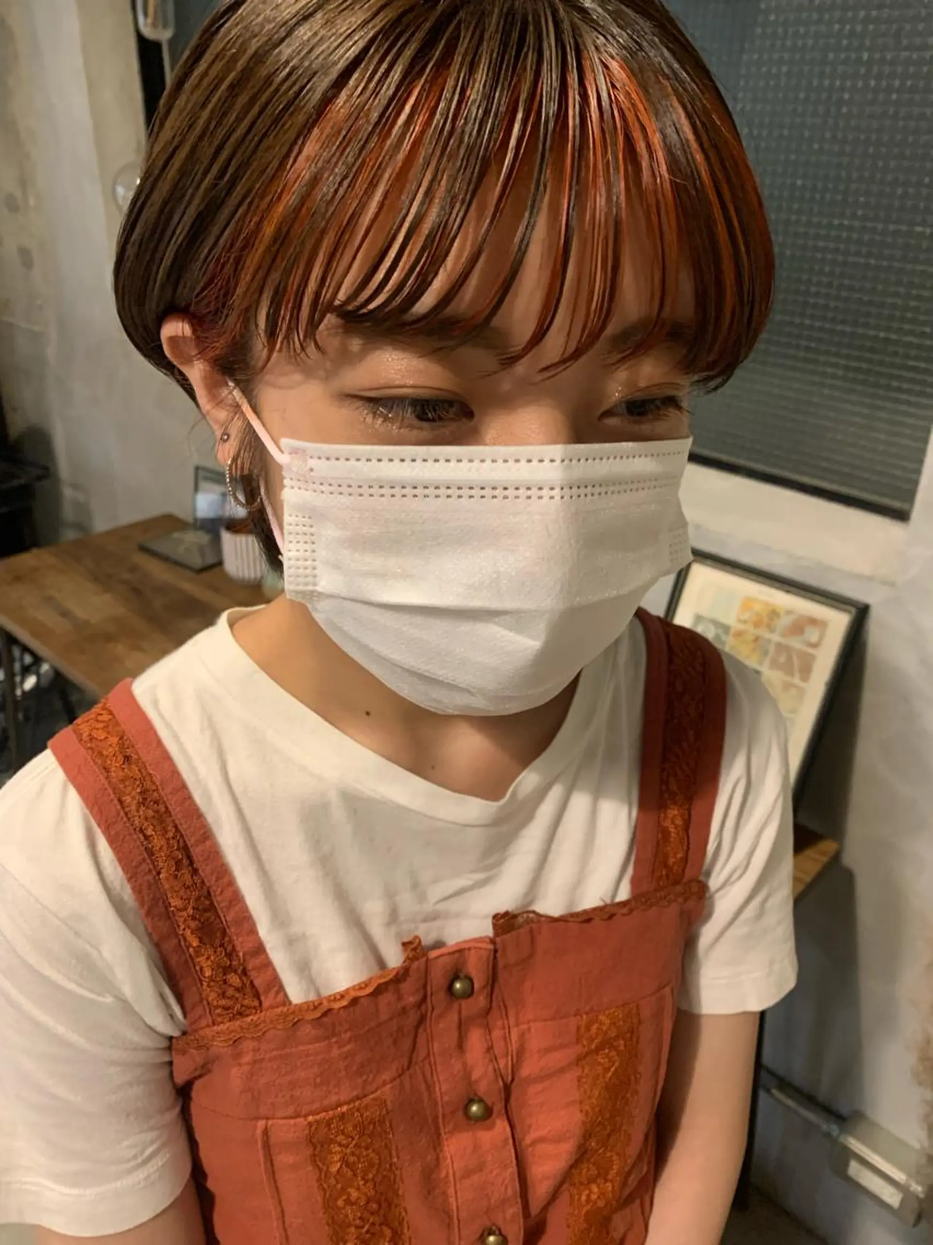 ショート カラー オレンジ カット 西山 紗耶香🪽 透明感カラー/ボブのヘアスタイル