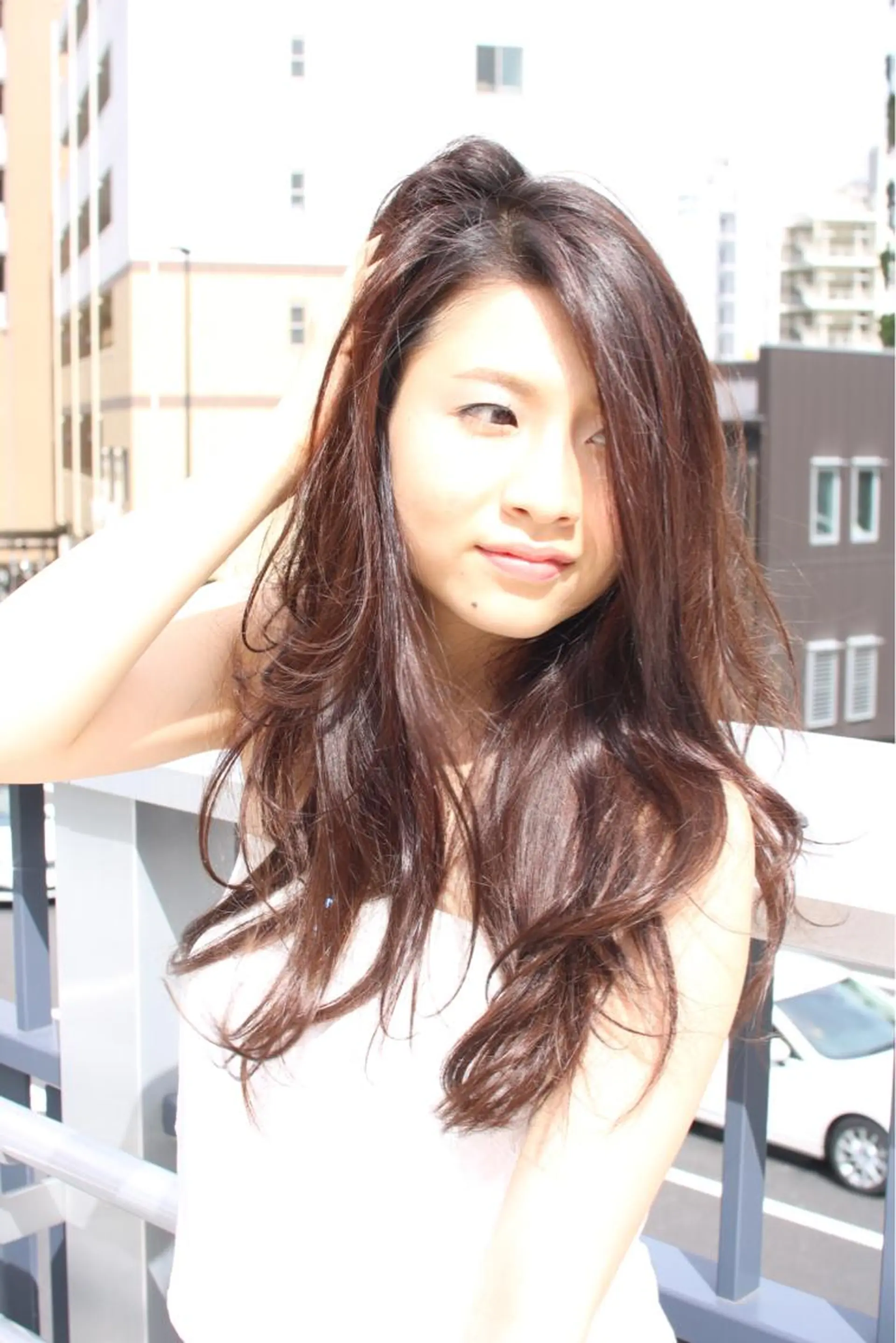 ロング カラー グレージュ 川野 賢のヘアスタイル