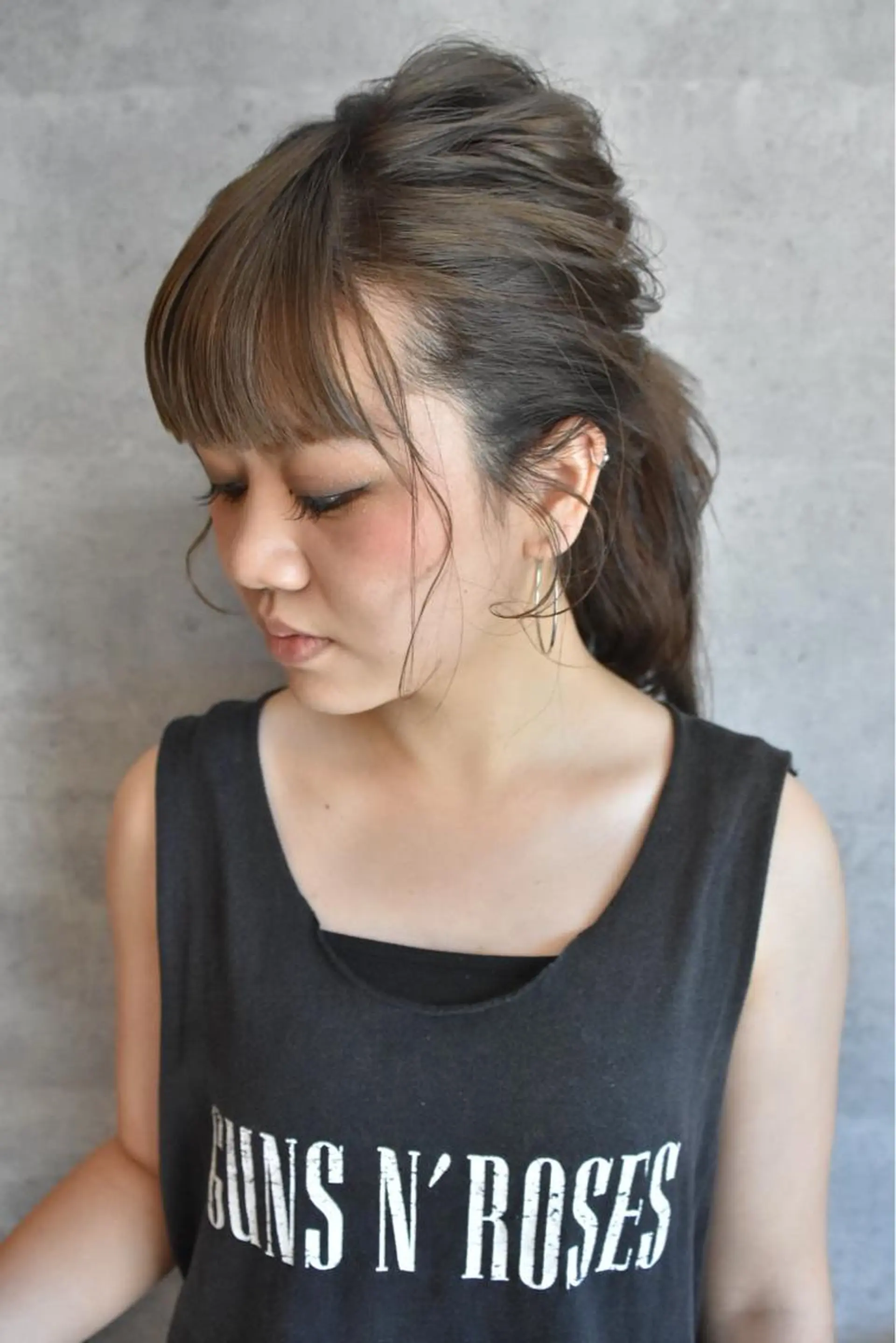 セミロング ヘアアレンジ ポニーテール hair salon Glanzのヘアスタイル