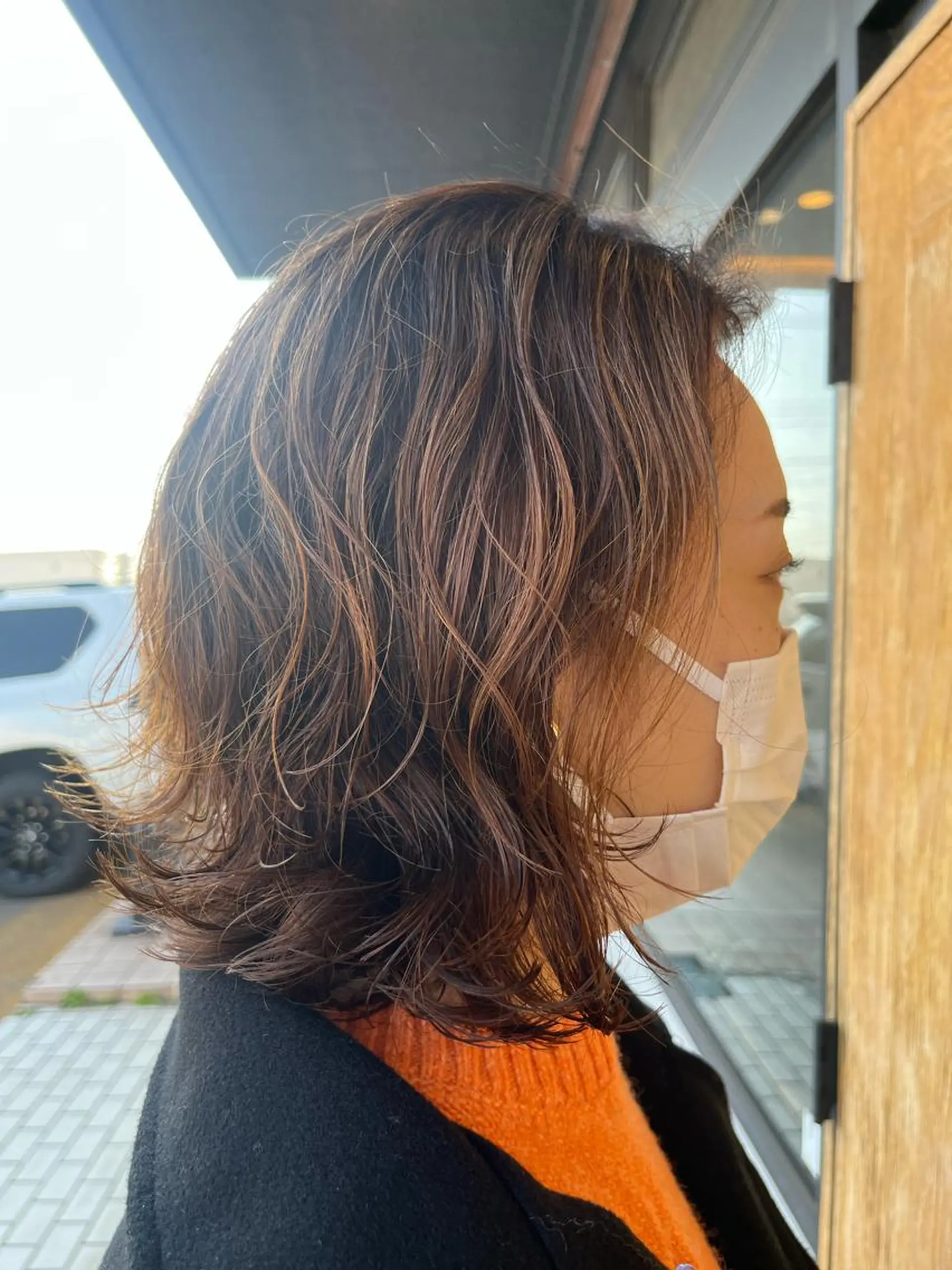 ミディアム パーマ ミディアムパーマ ボブ レイヤーカット 三島 有佳里のヘアスタイル