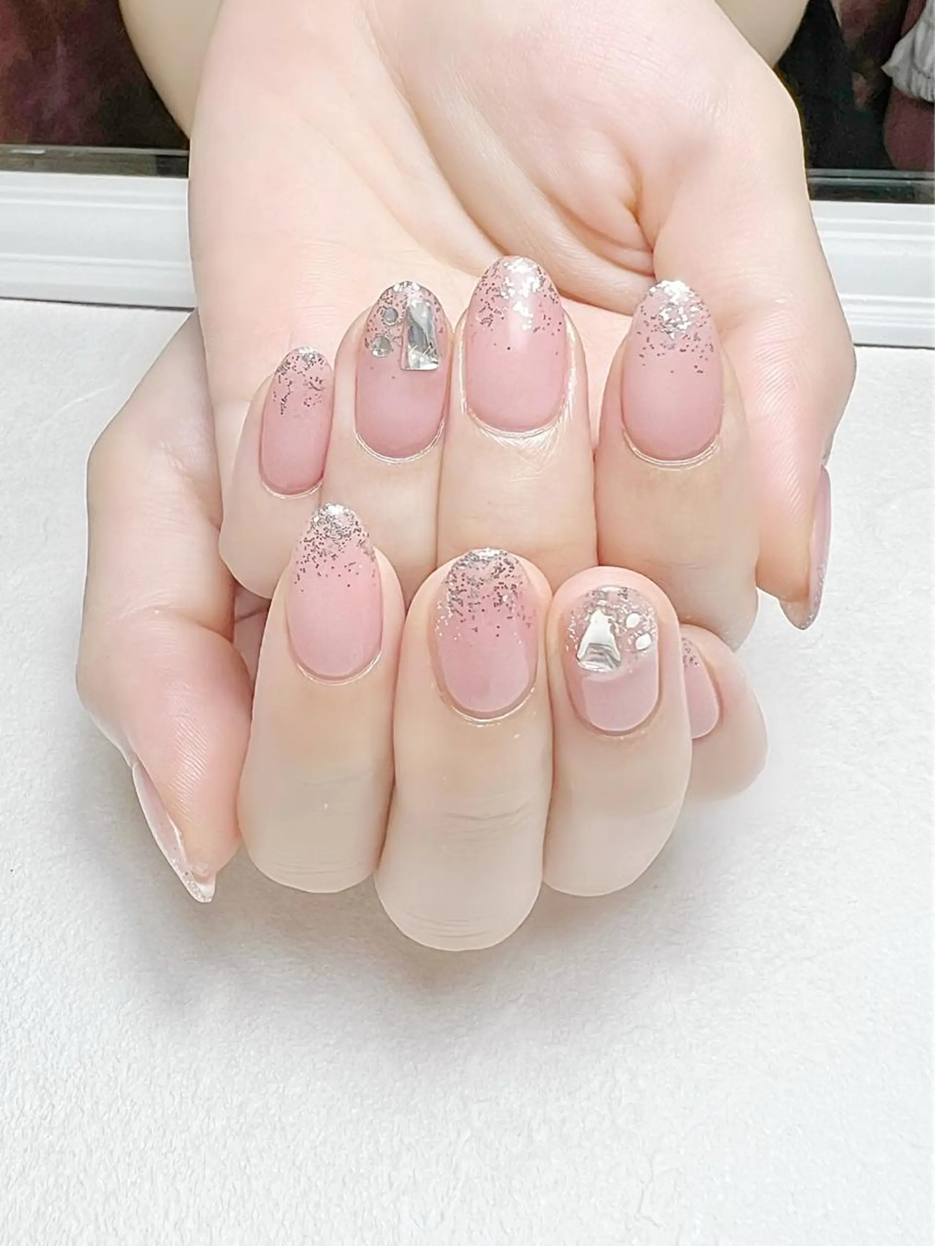 ネイル アートネイル ラメ(グリッター) オフィスネイル ワンカラーネイル ピンク rouse nail RISATOのネイルデザイン