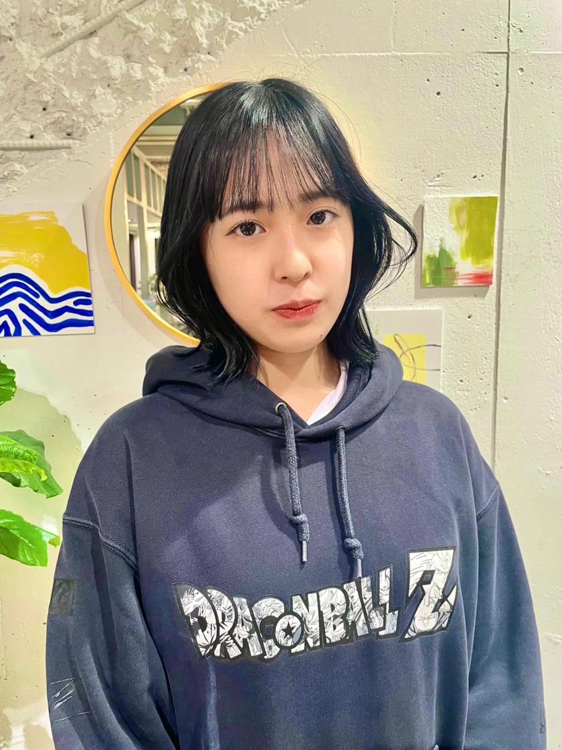 ミディアム カラー ネイビーカラー ボブ ウルフ/似合わせ レイヤー/RIHOのヘアスタイル