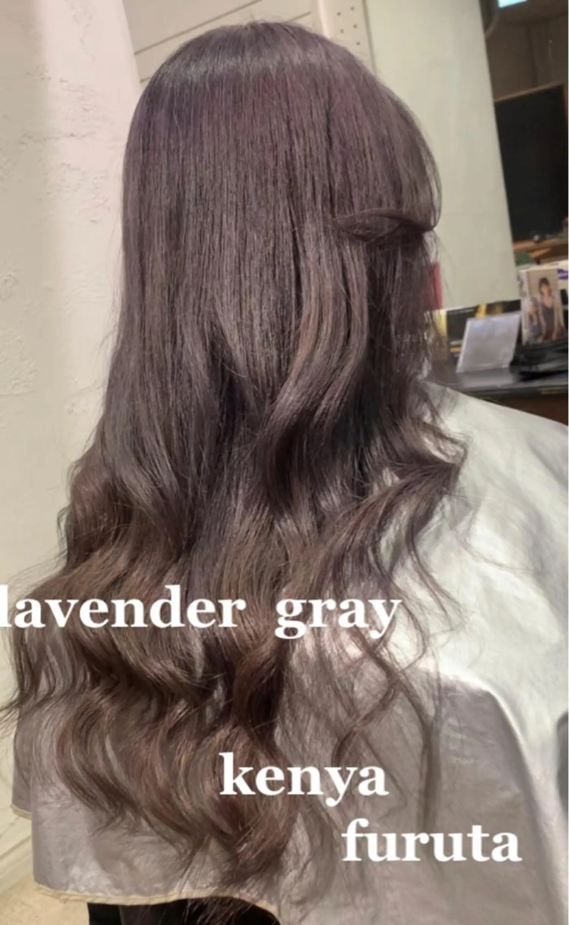 ロング カラー グレージュ ラベンダーカラー ラベンダーグレージュ ラベンダーグレー 古田 賢哉のヘアスタイル