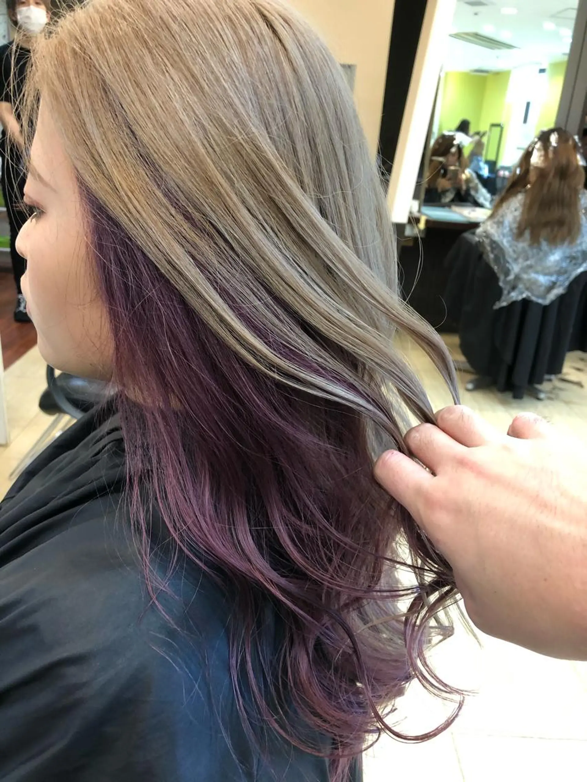 ロング ボブ 外国人風カラー ハイライト レイヤーカット ロング ヘアカラー yasu ヤスのヘアスタイル