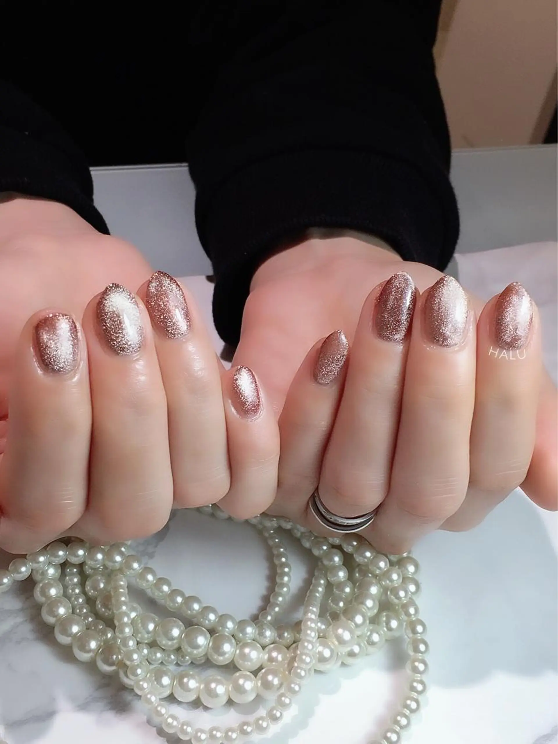 ネイル ブラウン キラキラネイル HALU ハルのネイルデザイン