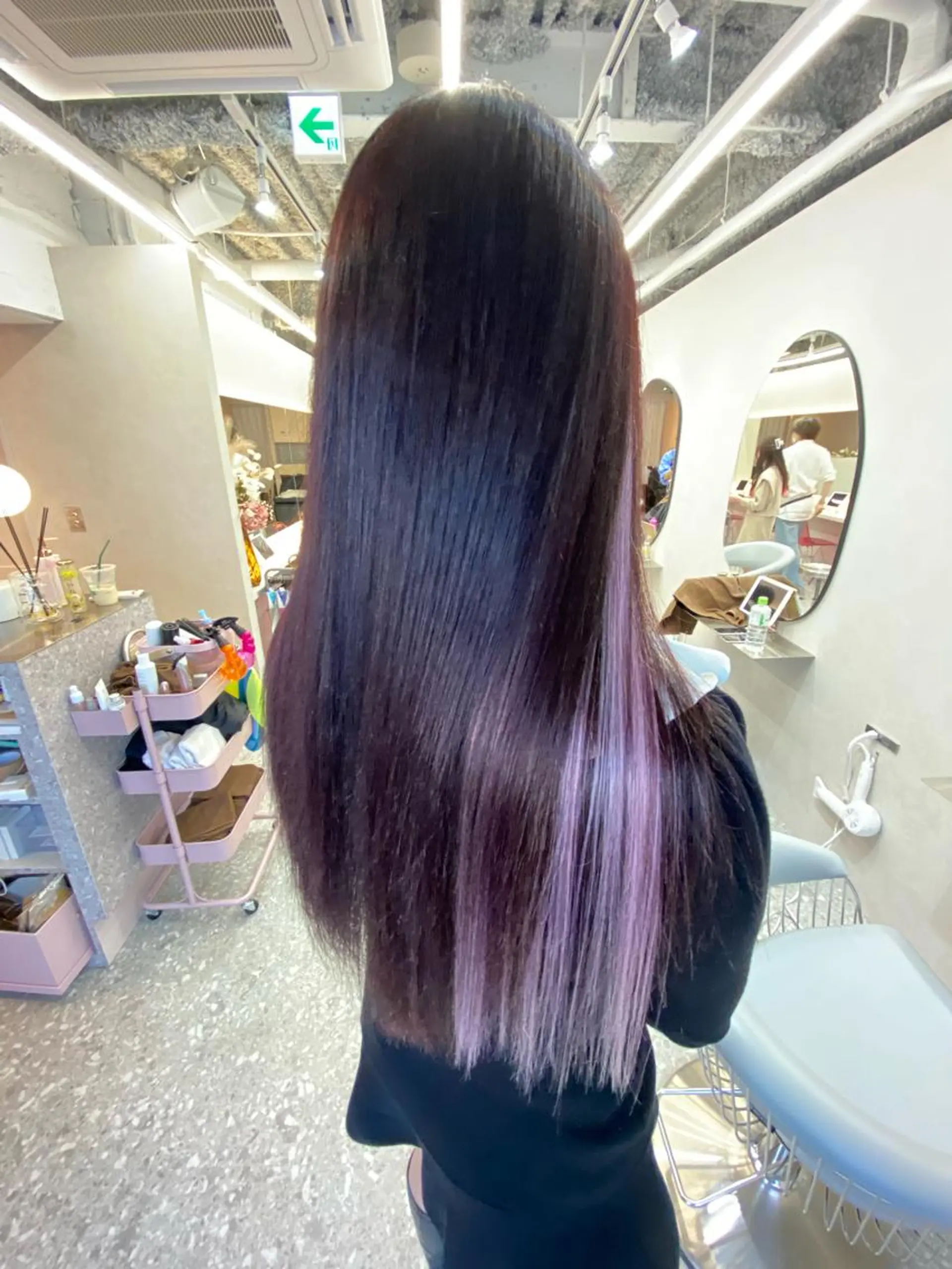 ロング カラー シールエクステ ラベンダーカラー エクステ 韓国風ヘア ヘアカラー トリートメント エクステ 新宿/韓国ヘア 中明度カラー/かやのヘアスタイル