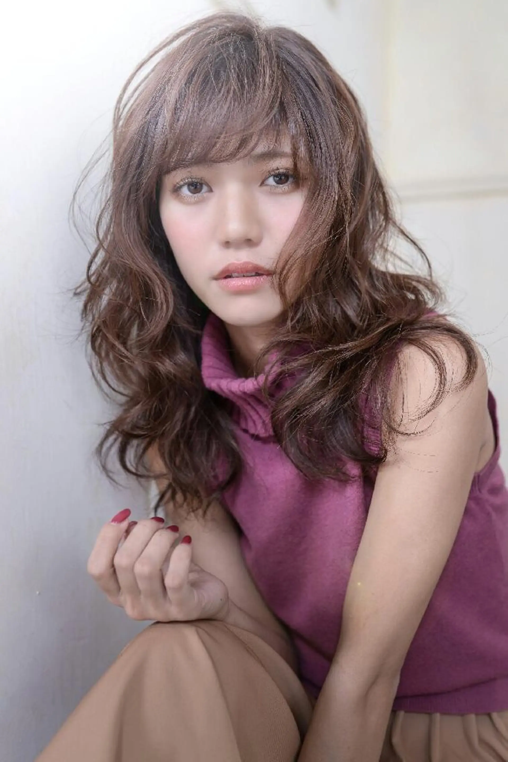 ミディアム カラー セミロング belta 姫路山吹 カラーモデル募集のヘアスタイル