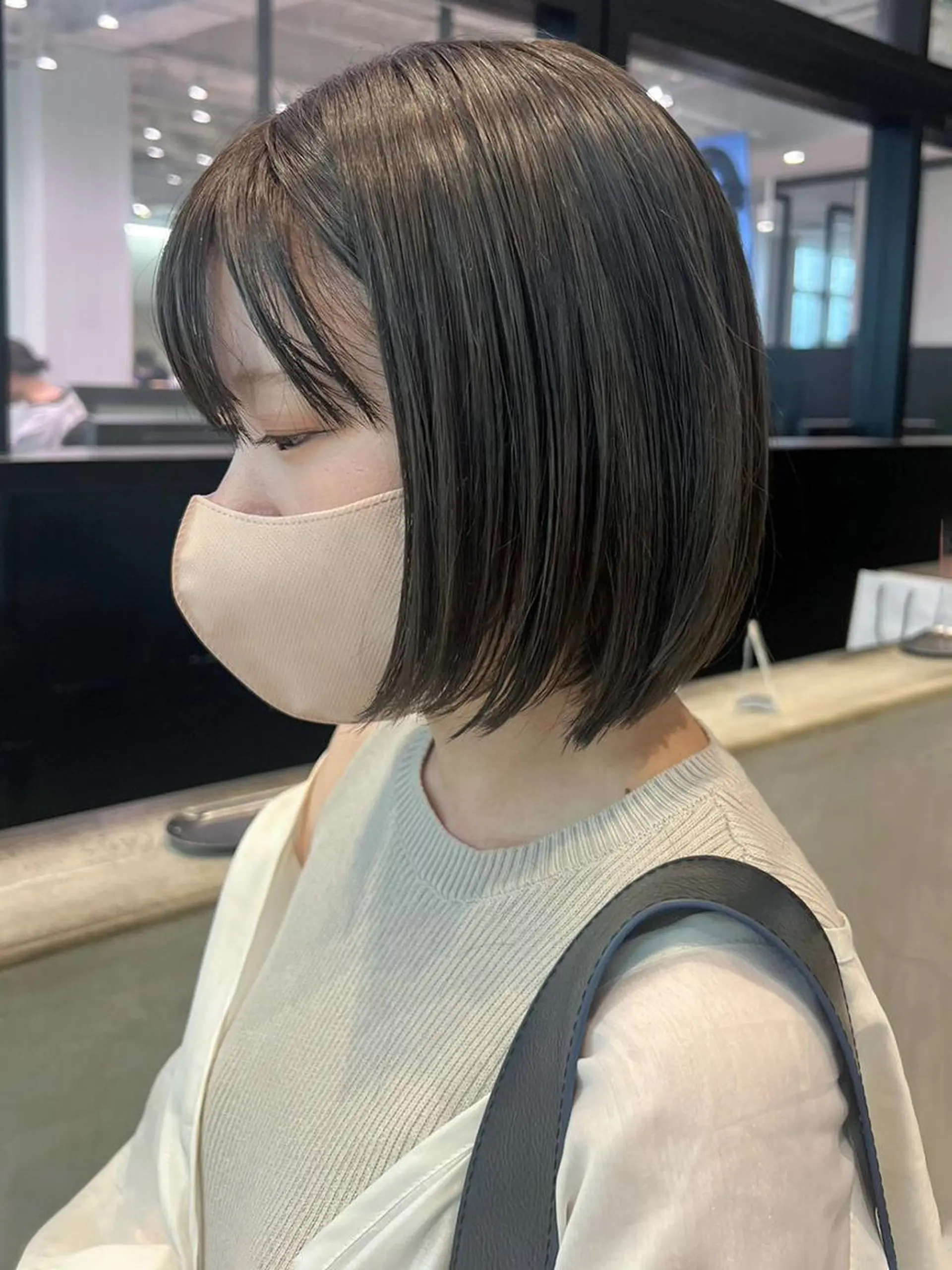 ミディアム カラー パーマ ヘアアレンジ ダークグレー カット ヘアカラー トリートメント ITbyALBUM 中野店のヘアスタイル