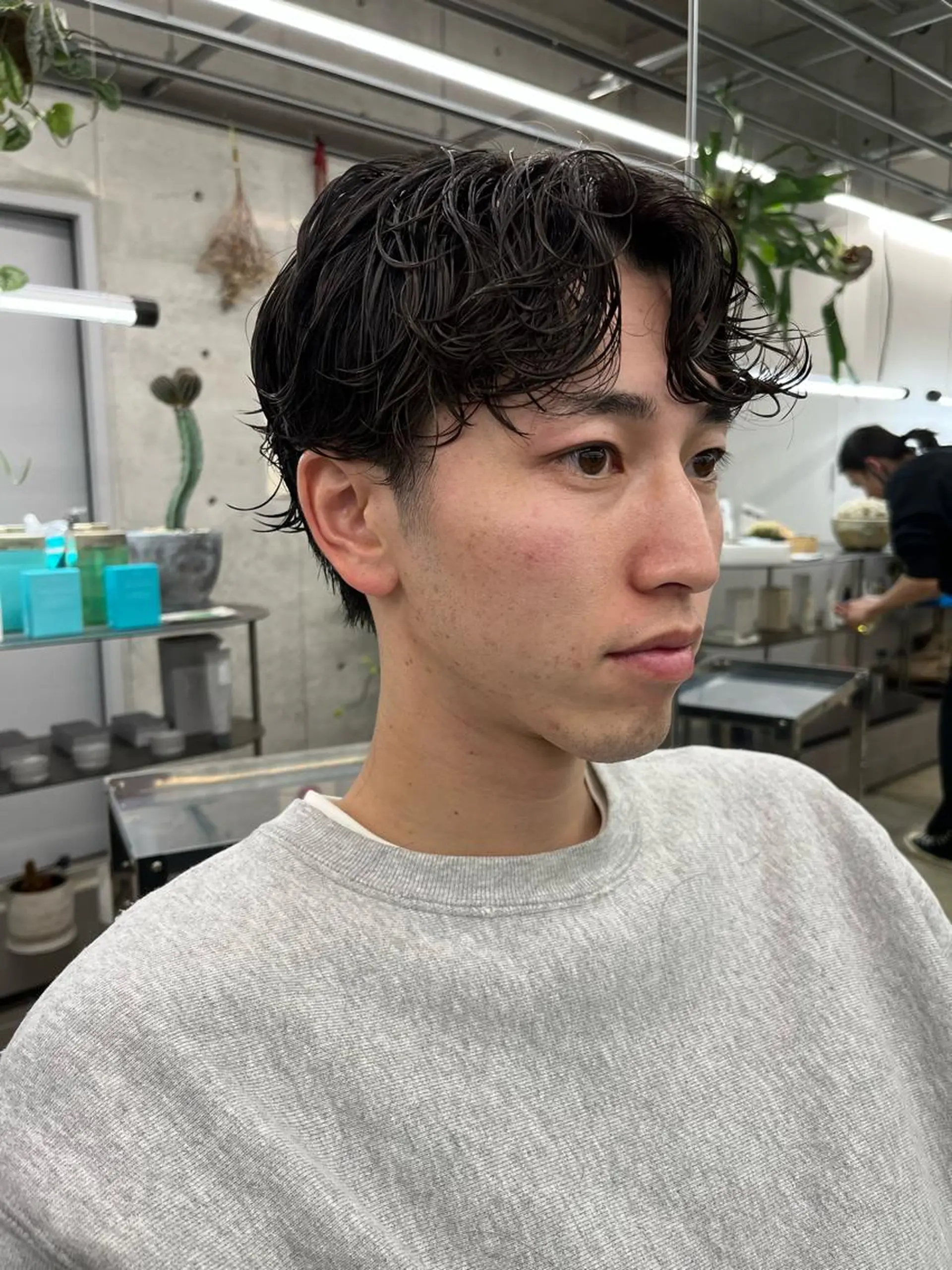 ショート パーマ メンズ カット パーマ トリートメント ダブルカラー/ ケアブリーチ/クニトのヘアスタイル