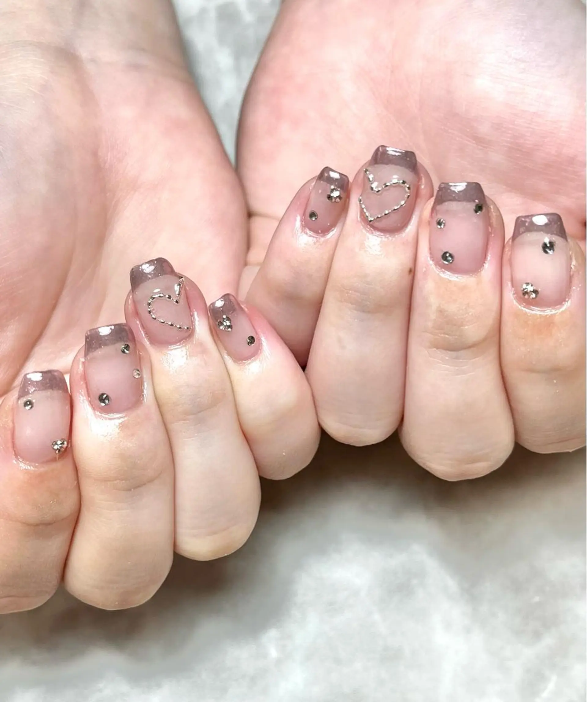 ネイル フレンチネイル ハート ミラーネイル ハンドネイル nails' it...のネイルデザイン