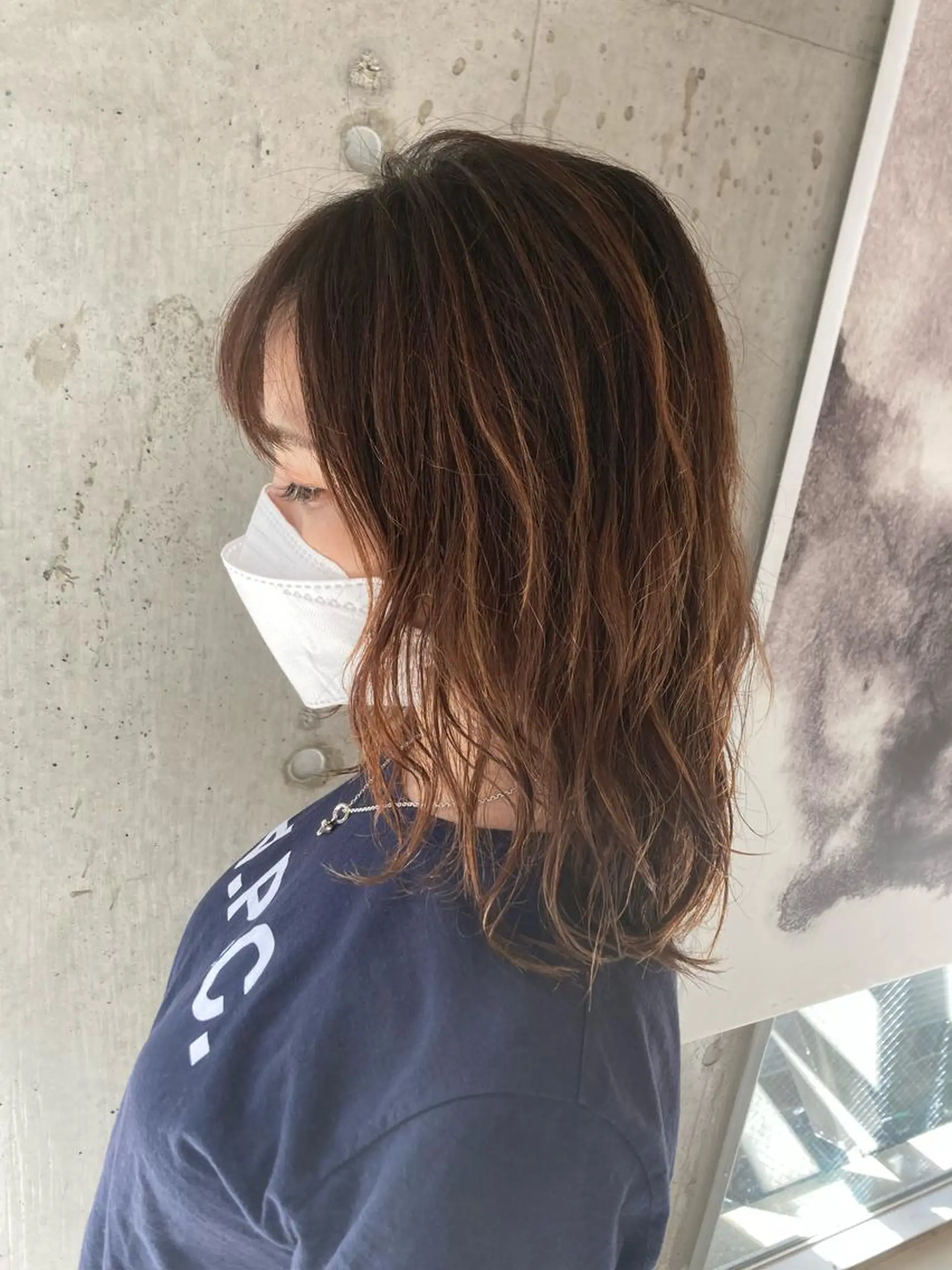 ミディアム ミディアムパーマ ハイライト 園田あずさ/髪質改善 /透明感カラーのヘアスタイル
