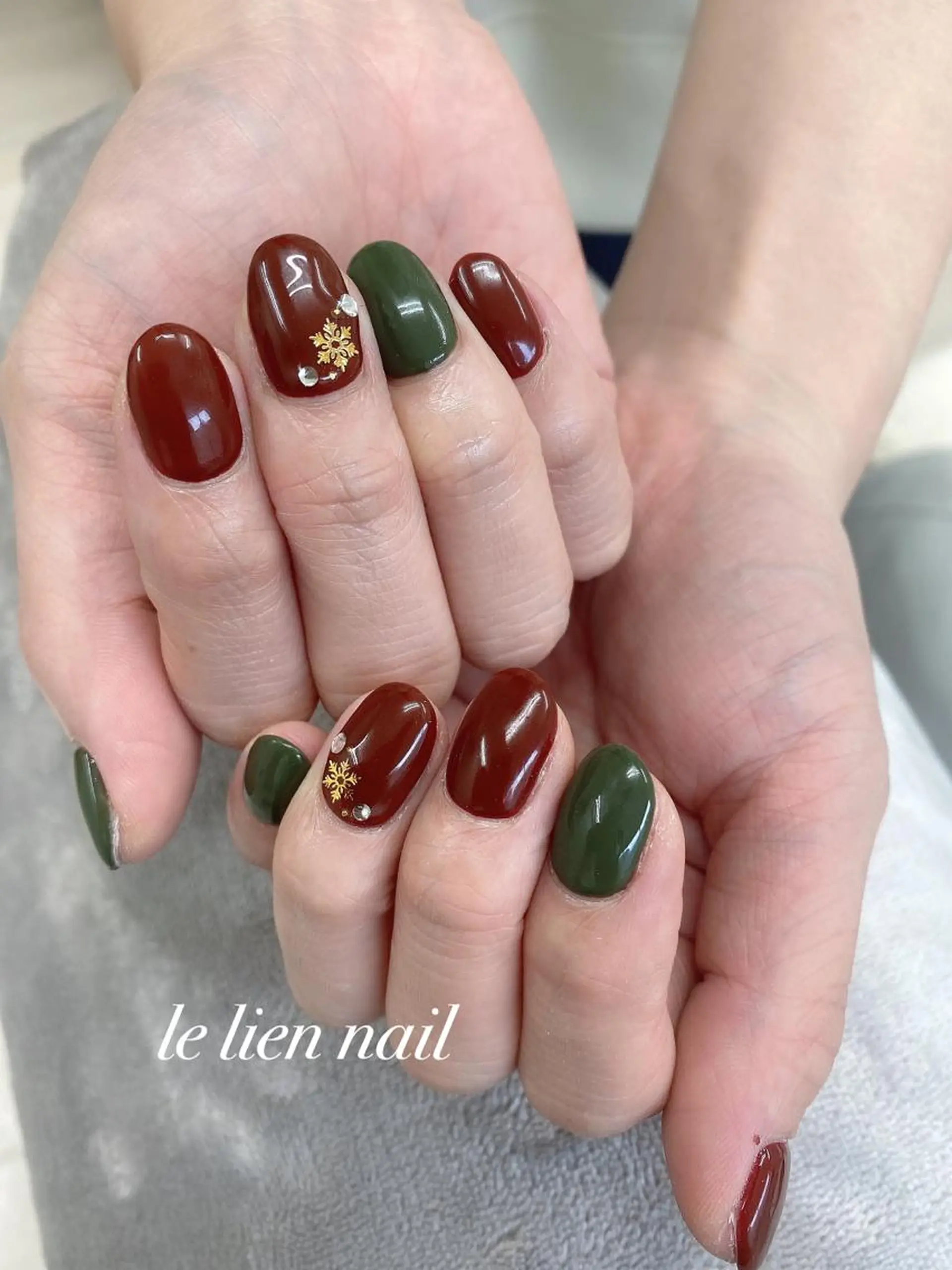 ネイル ボルドー ワンカラーネイル 冬ネイル クリスマス le lien nailのネイルデザイン