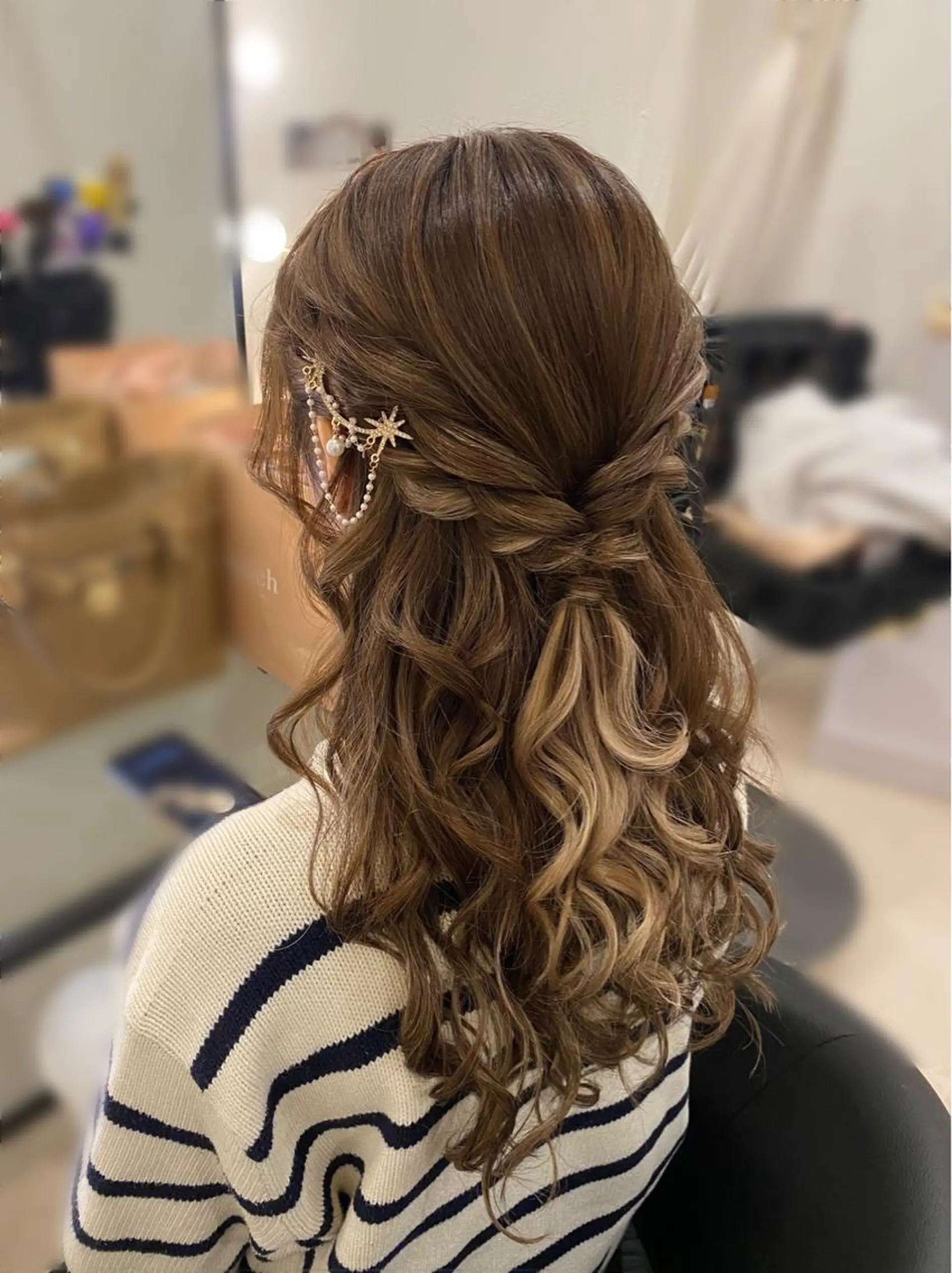 セミロング ヘアアレンジ ハーフアップ ヘアセット Mikazuki オーナーTeradaのマツエク・マツパデザイン