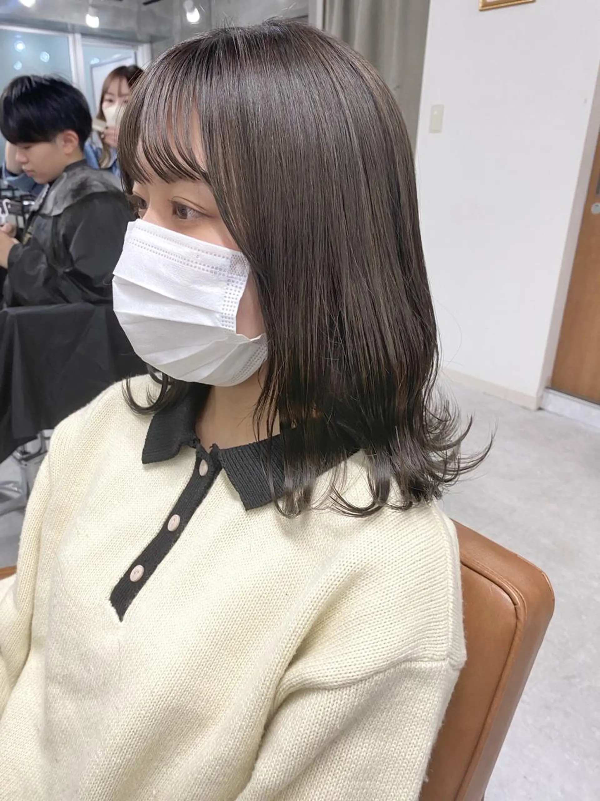 ミディアム カラー ヘアアレンジ グレージュ ミント 🌷FUKA🌷 まろやかハイトーンのヘアスタイル