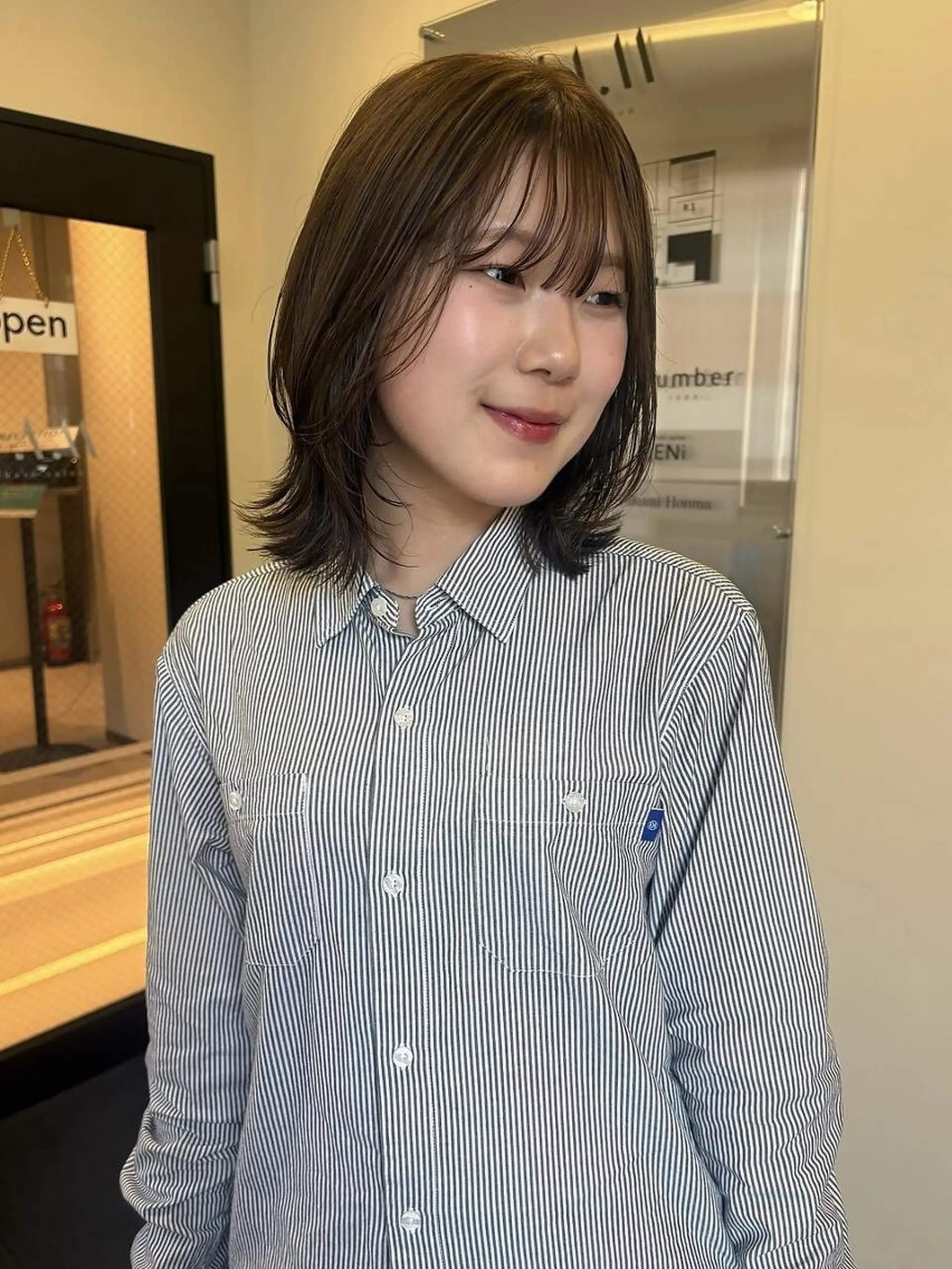 ミディアム カラー ショートボブ ミディアムレイヤー ミディアムパーマ バレイヤージュ ベージュカラー カット 縮毛矯正 N°sopo 札幌大通のヘアスタイル