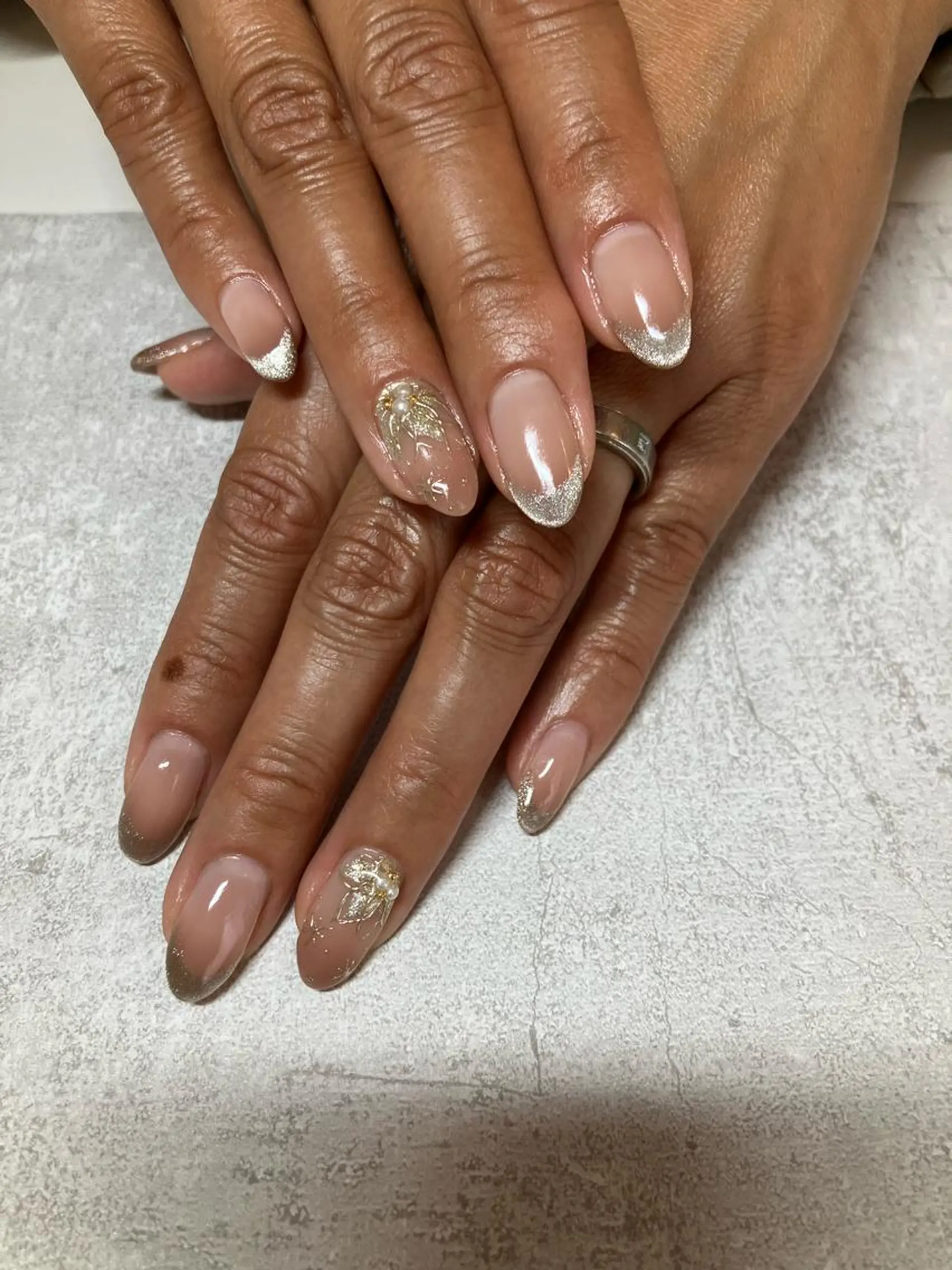 ネイル フレンチネイル キラキラネイル マグネットネイル m'sNail 福岡西区 ネイルのネイルデザイン