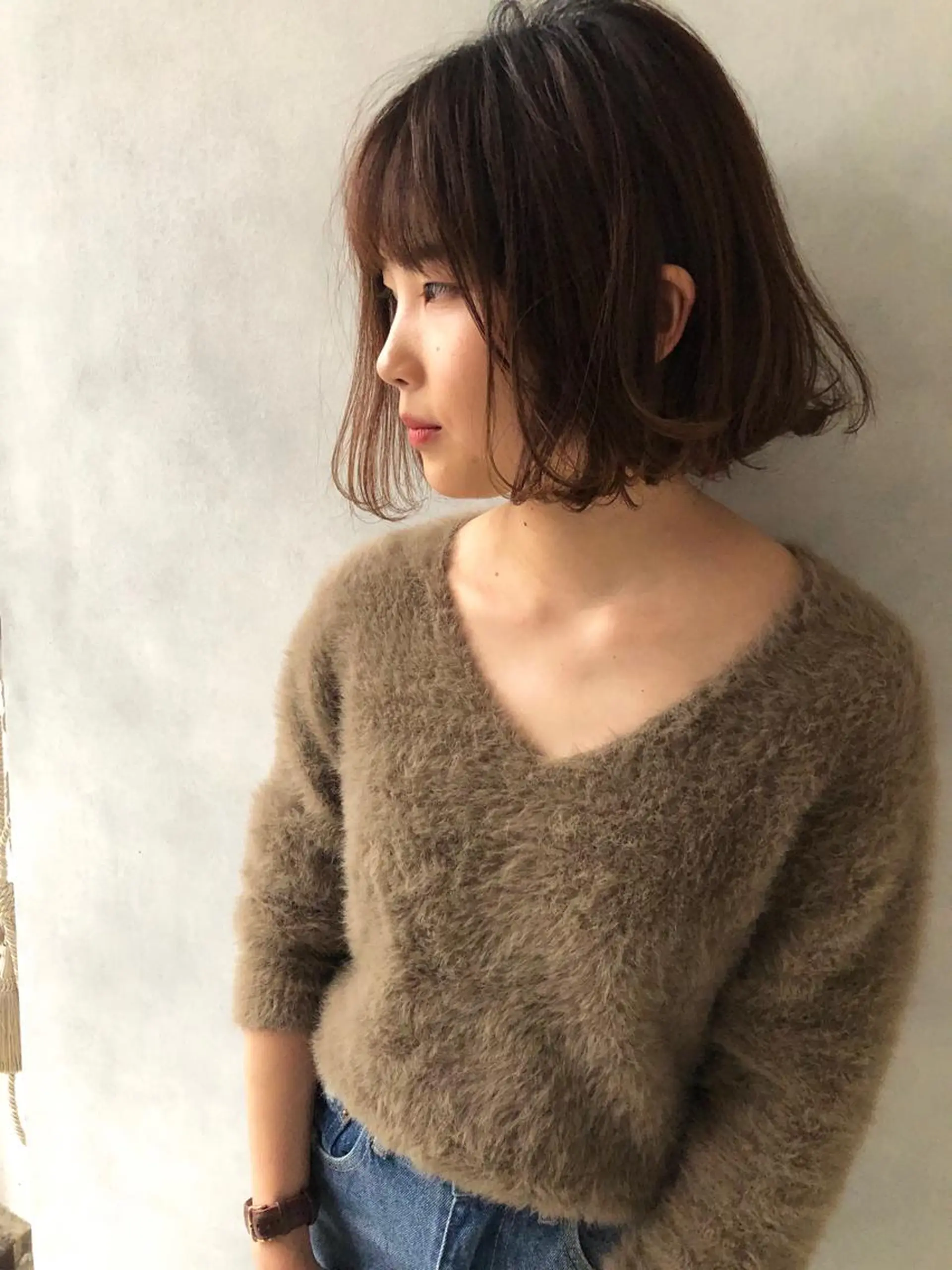 ミディアム 外国人風カラー ハイライト カット トリートメント 小澤大輔 YOLO hairのヘアスタイル