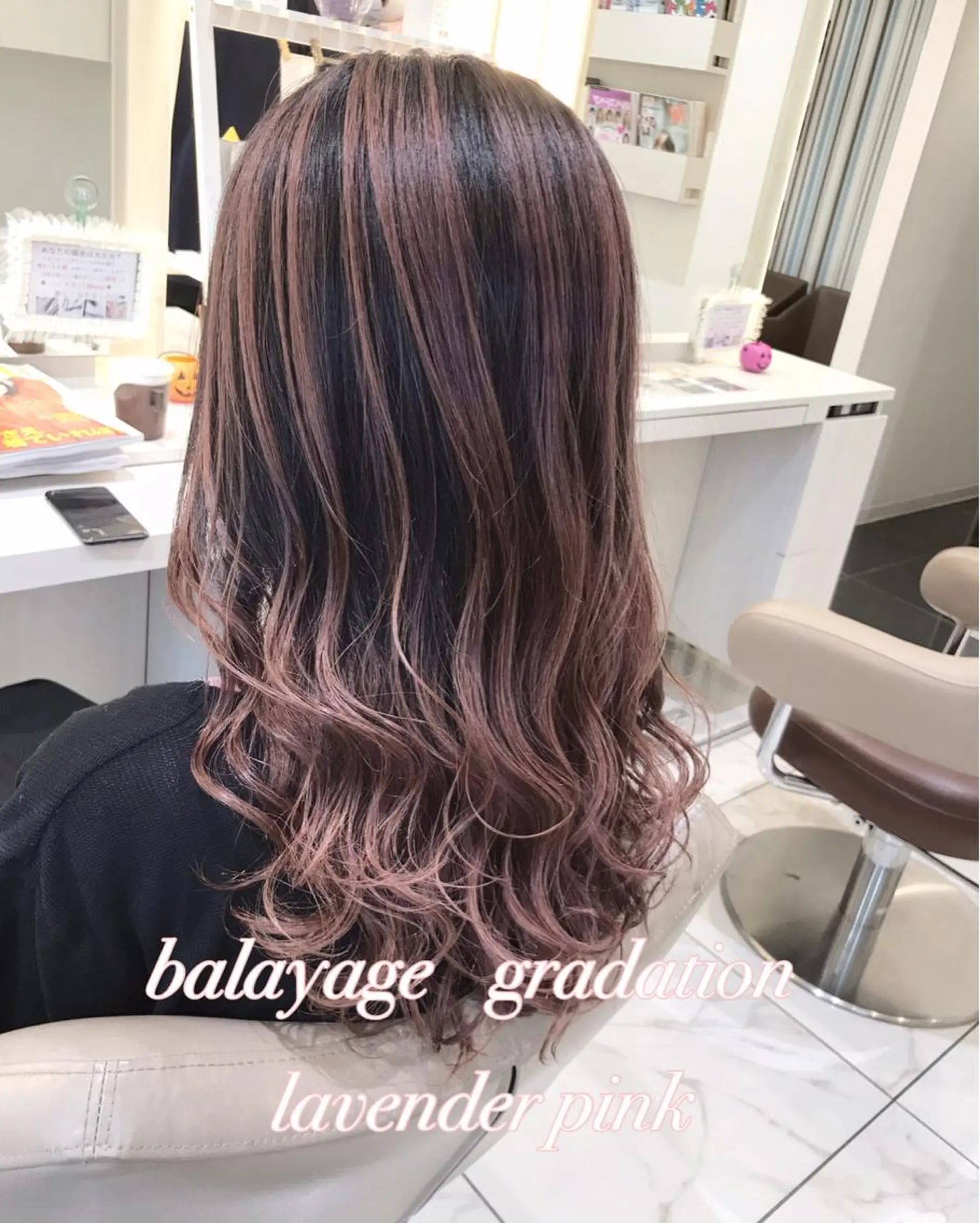 セミロング カラー バレイヤージュ グラデーションカラー ラベンダーカラー ピンクカラー ピンクラベンダー カット ヘアカラー トリートメント 山崎俊輔/髪質改善 /バレイヤージュのヘアスタイル