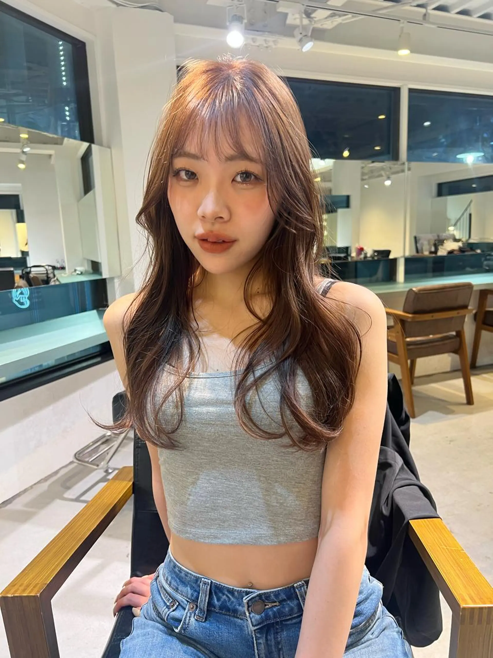 ロング カラー パーマ ヘアアレンジ レイヤー/透明感/ ブリーチなし/わかなのヘアスタイル