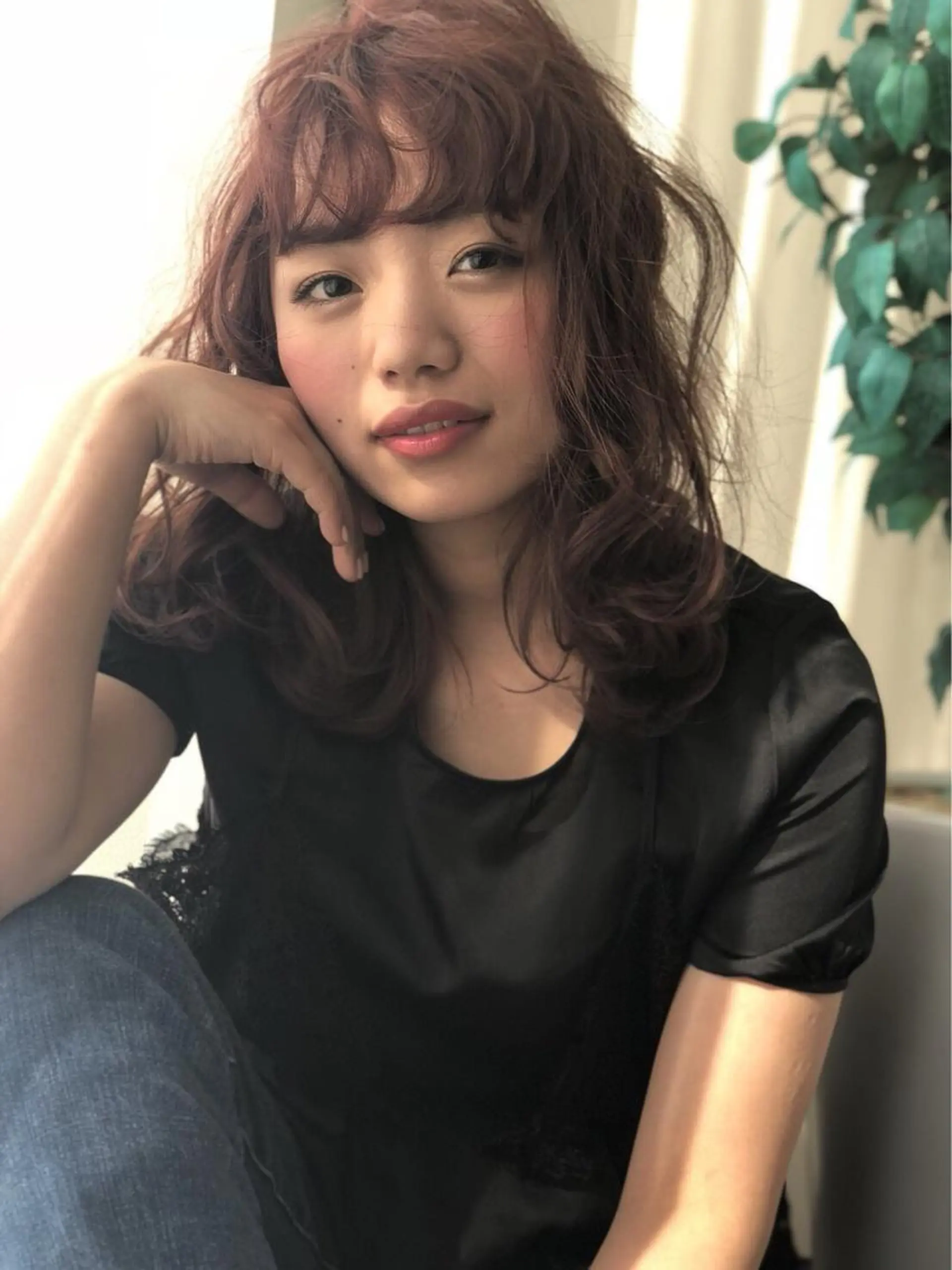 ミディアム ピンクブラウン 広がり、まとまらない お悩み改善/ 中田のヘアスタイル