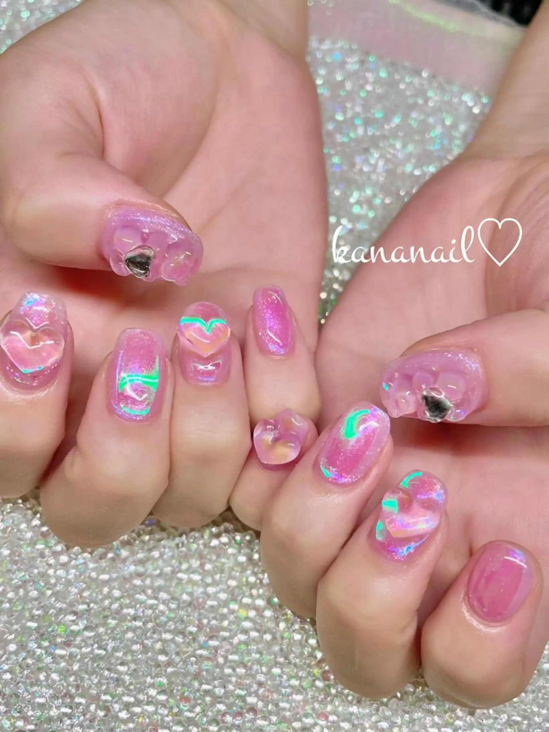 ネイル 氷ネイル・うるうるネイル ハンドネイル kananail ♡のネイルデザイン