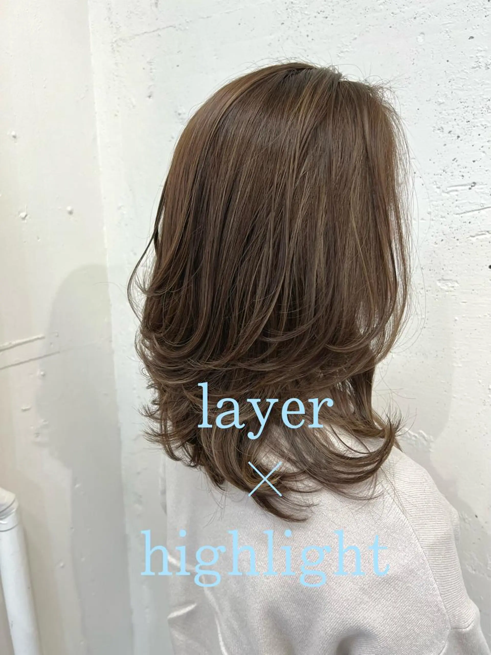 ミディアム ハイライト レイヤーカット N4C エヌフォーシーのヘアスタイル