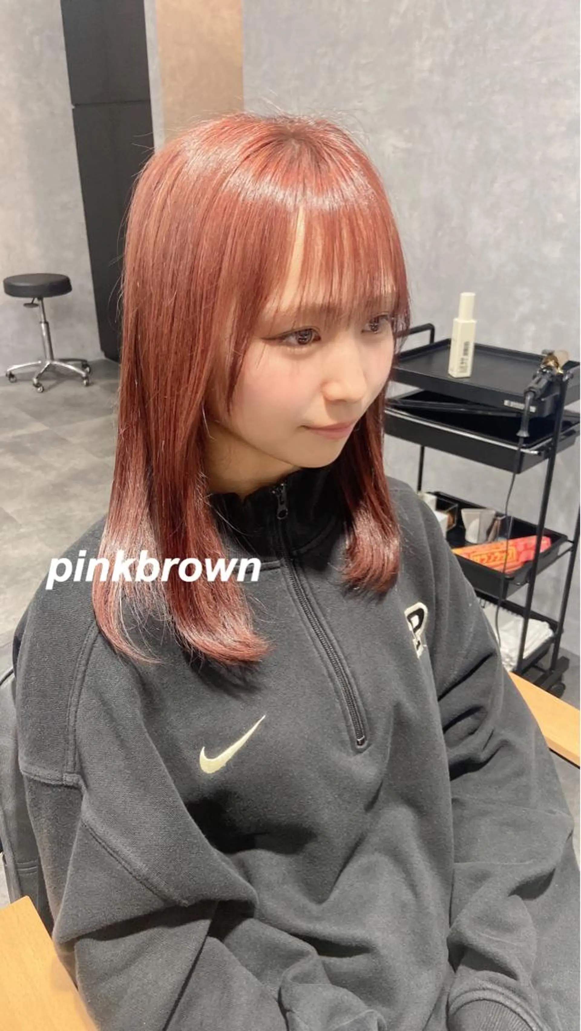 セミロング カラー ブラウンカラー ピンクカラー ピンクブラウン ヘアカラー トリートメント プルエクステ/インナ ーカラー🦊はるなのヘアスタイル