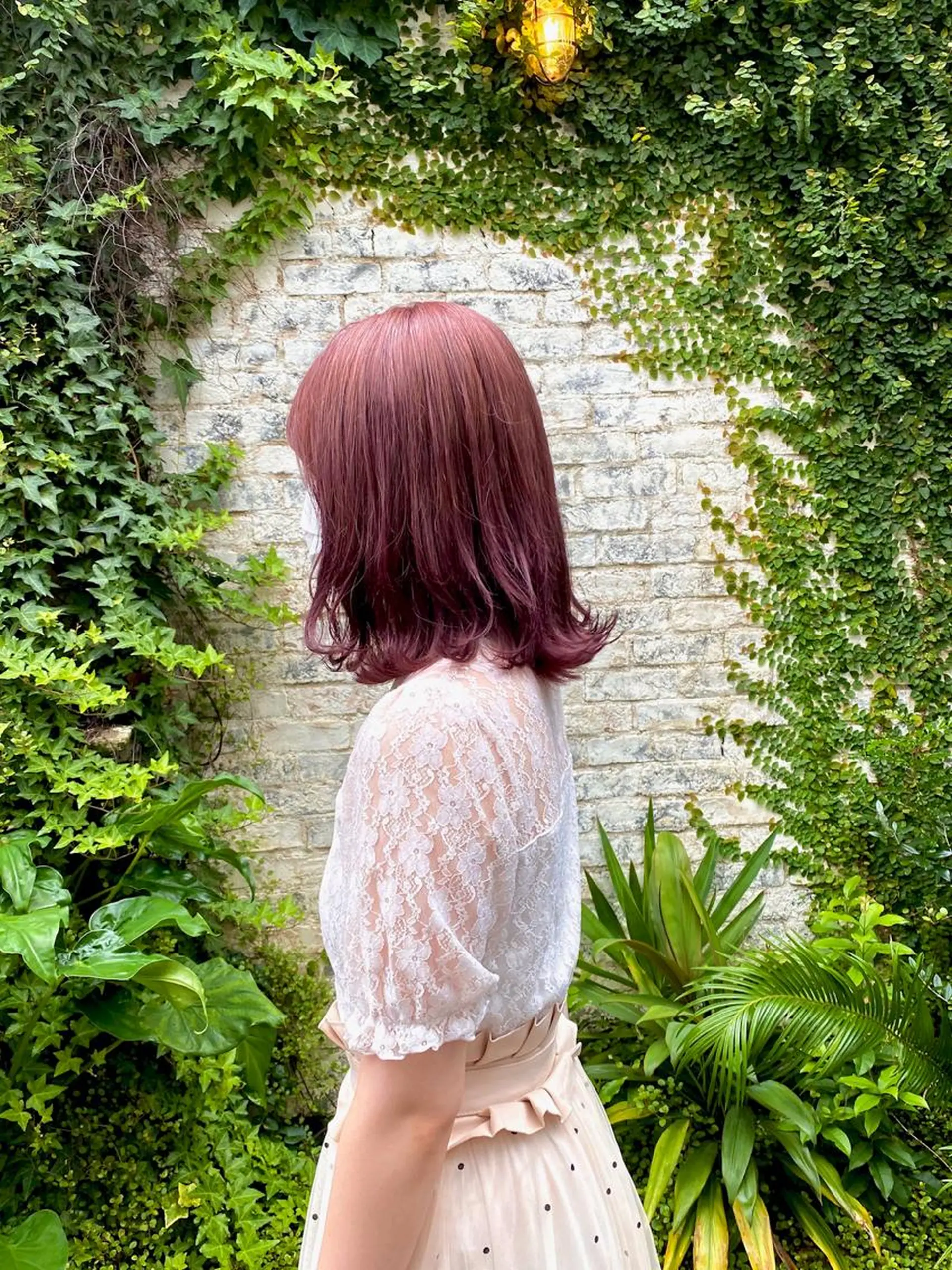 セミロング カラー ダブルカラー オレンジ ピンクカラー 千 田のヘアスタイル