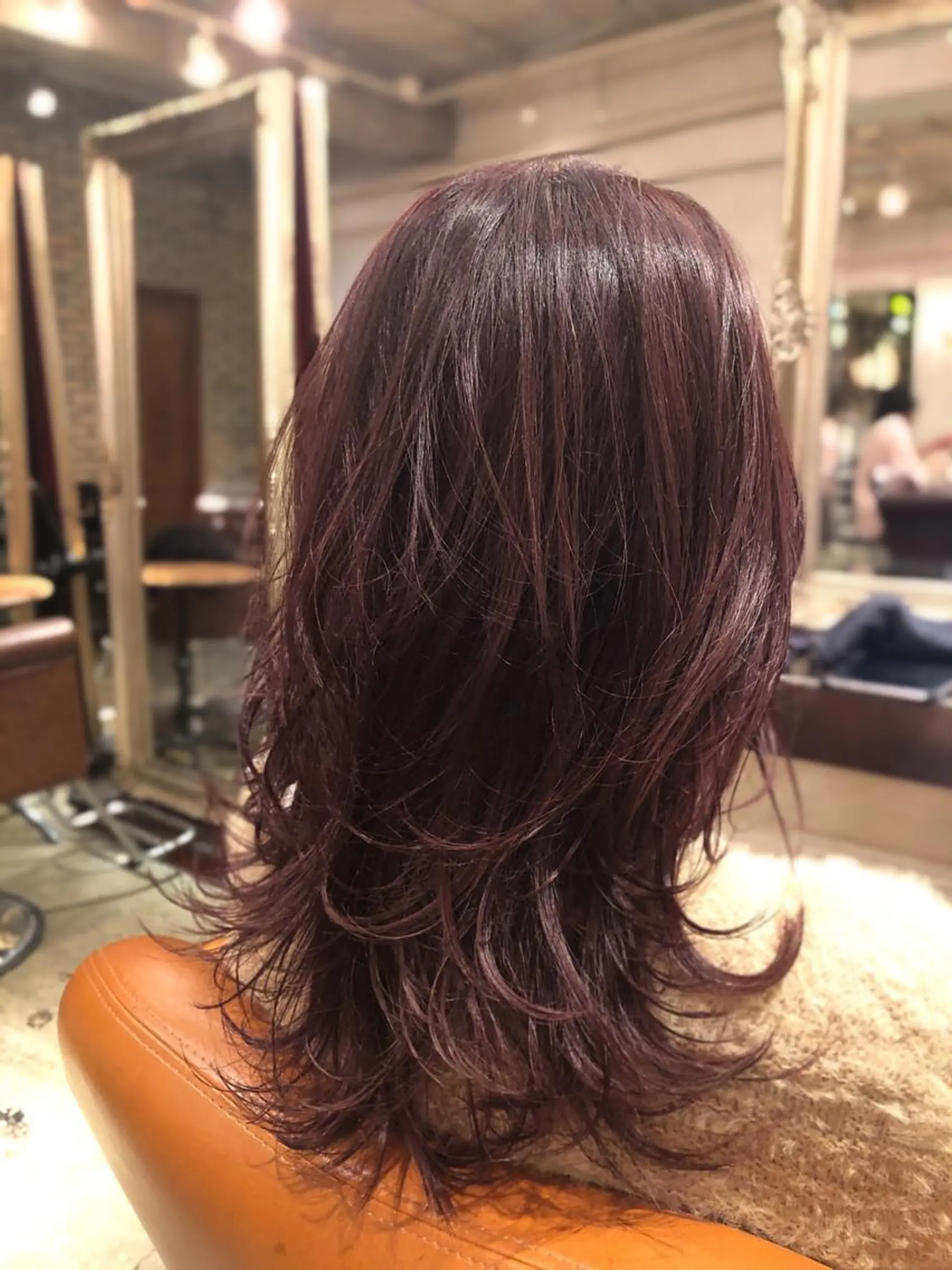 ミディアム カラー ピンクカラー レイヤーカット 韓国風カット/ 髪質改善 黒崎のヘアスタイル