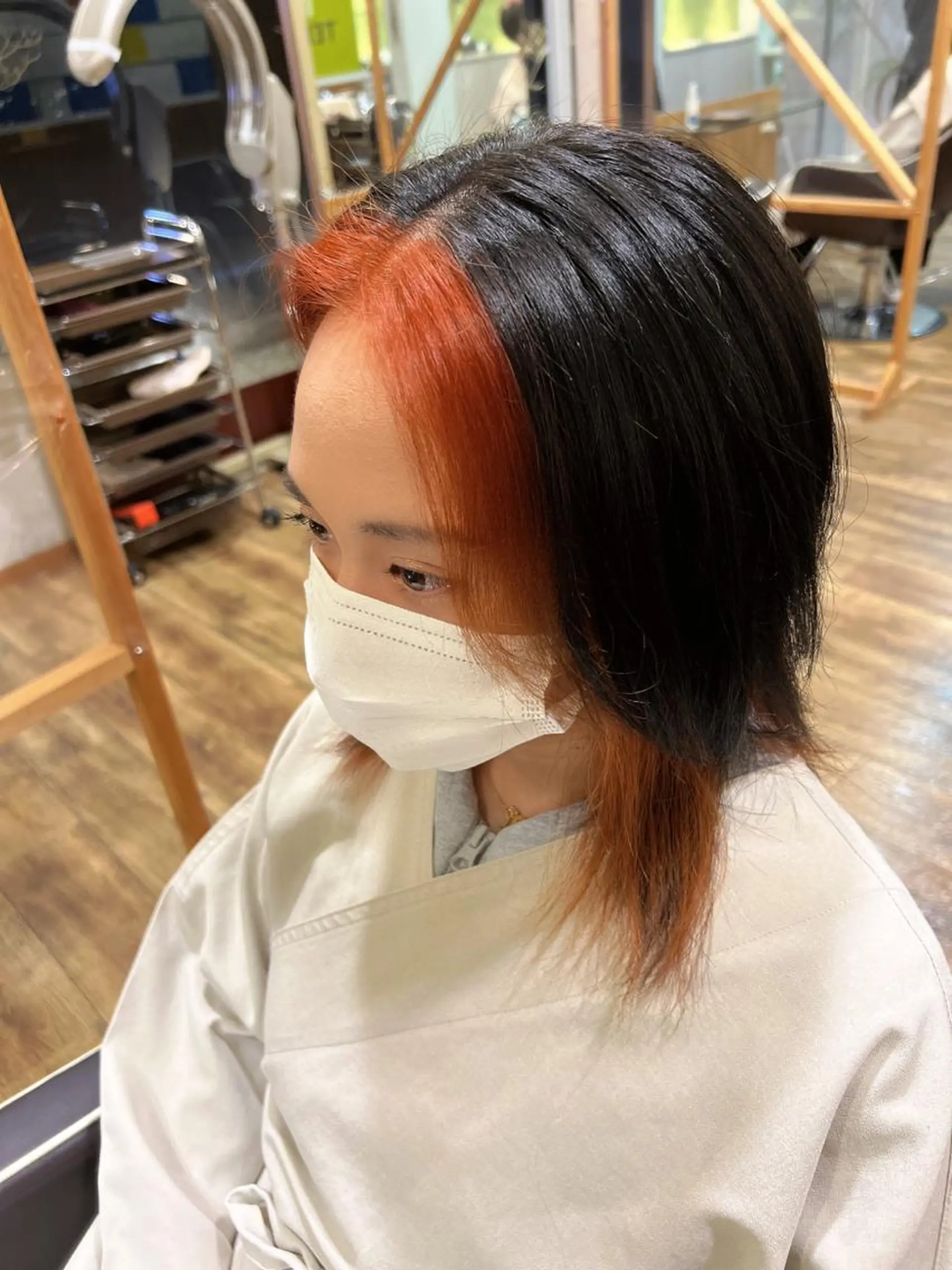 ミディアム カラー ミストバング  フェイスフレーミング オレンジ ヘアカラー 🌻井上 マリー🌻のヘアスタイル