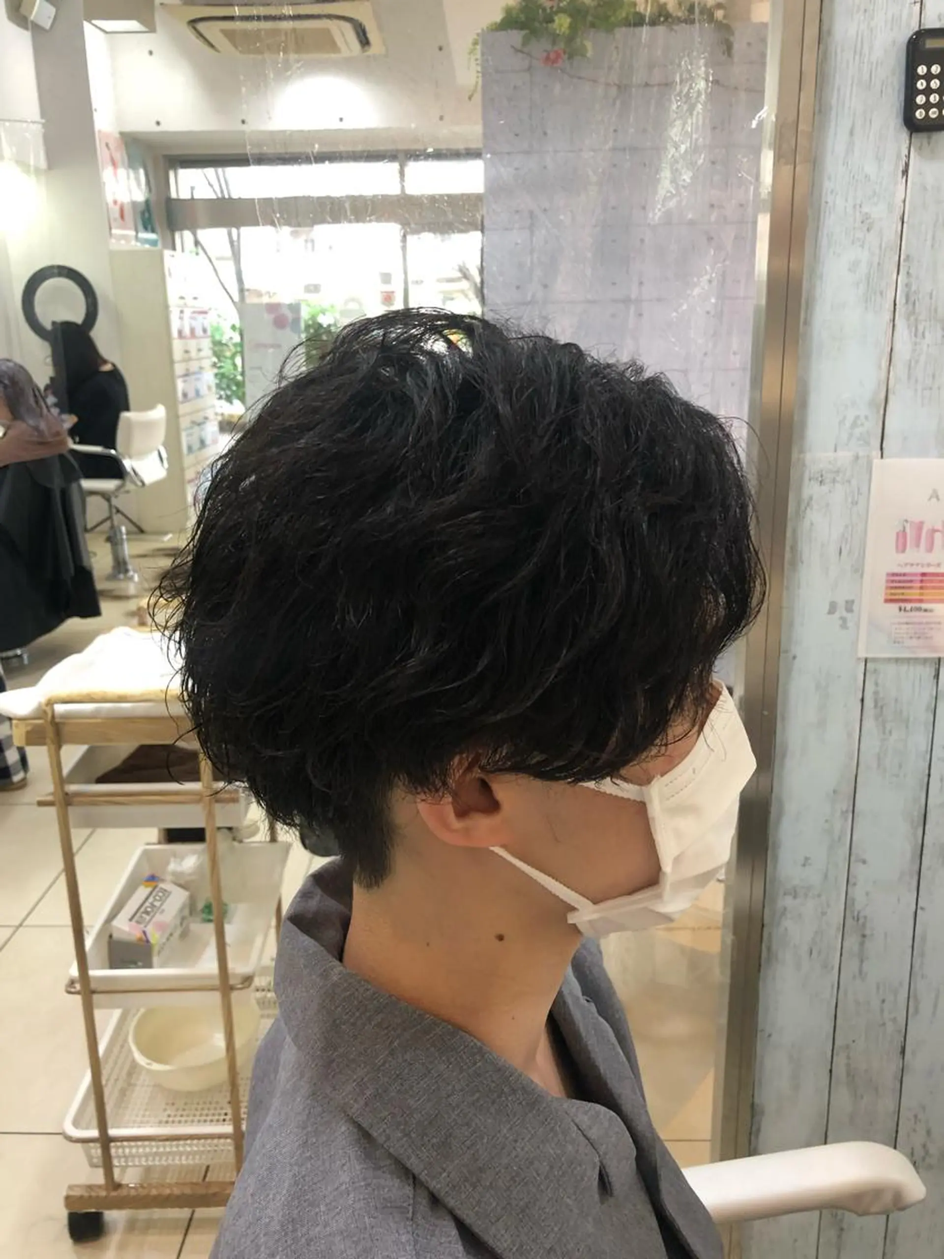 ショート パーマ メンズ 髪質改善× 白髪ぼかし溝江のヘアスタイル