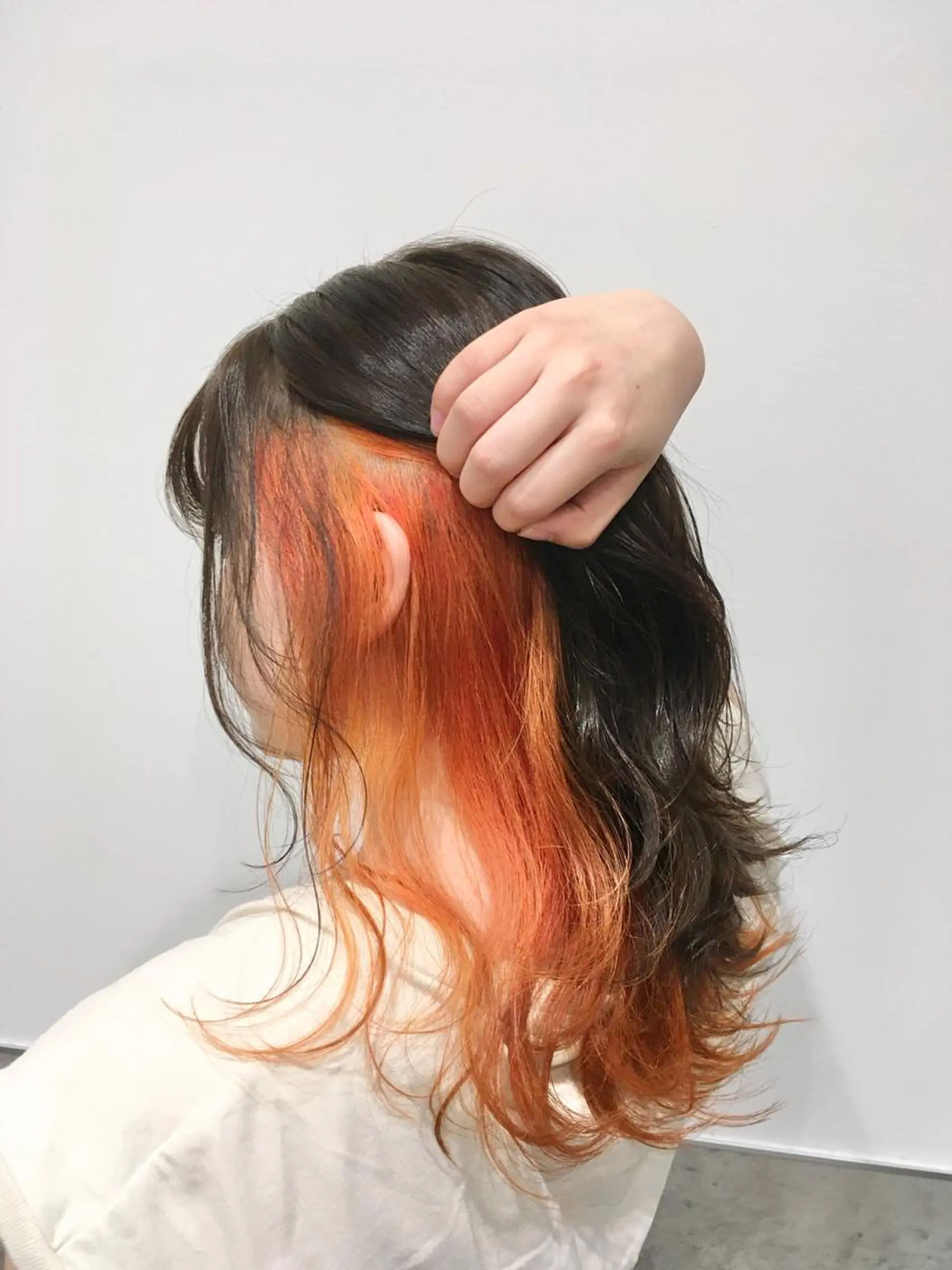セミロング カラー オレンジ ヘアカラー トリートメント ヘアセット yoshi ☆のヘアスタイル